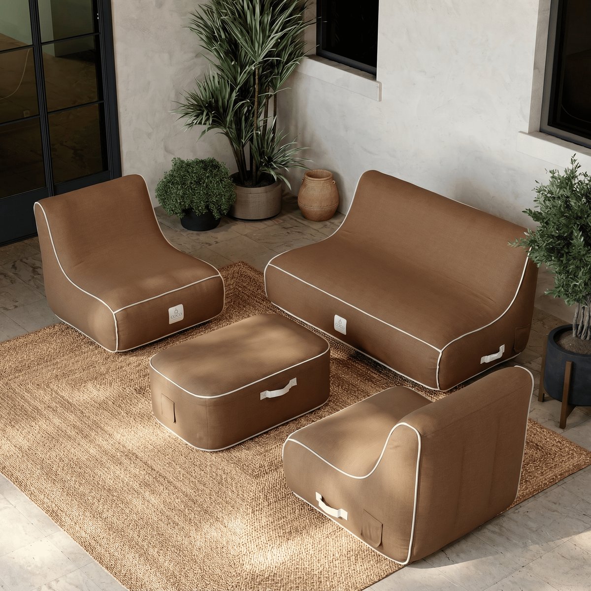 Salon de jardin gonflable en olefin couleur vert d'eau chocolat, COCO LOUNGE