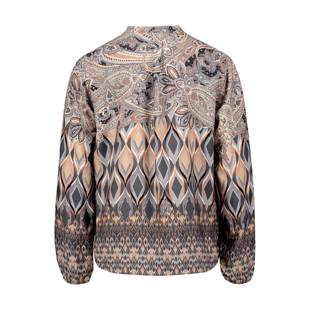 Chemisier long à col droit gris/beige, BETTY BARCLAY