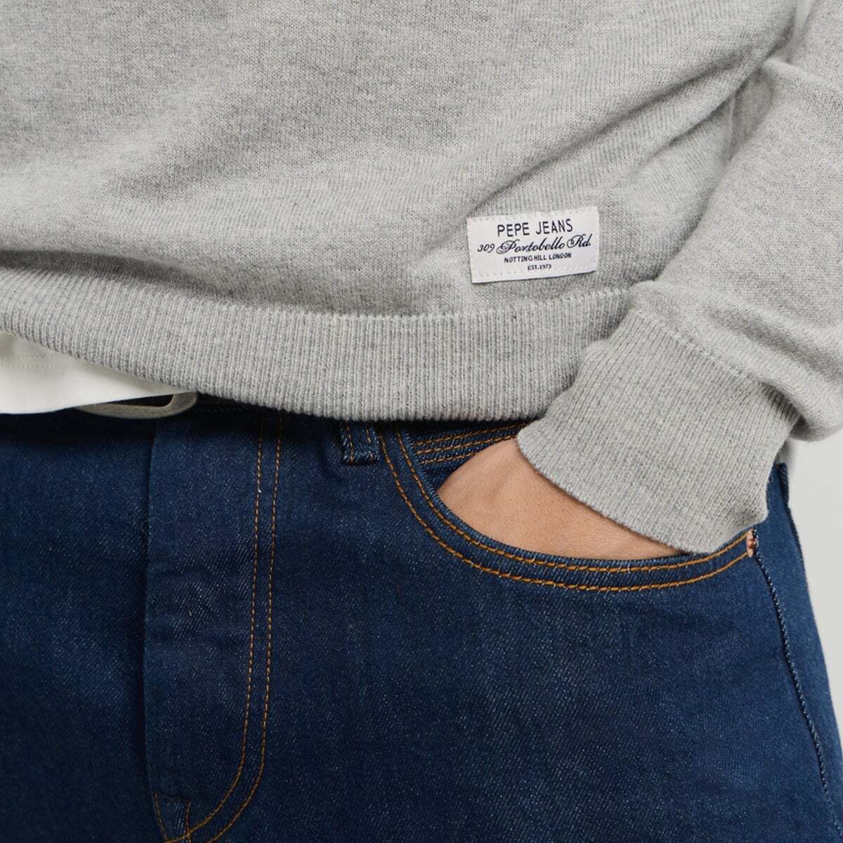 Pull Col Rond En Maille gris chine, PEPE JEANS
