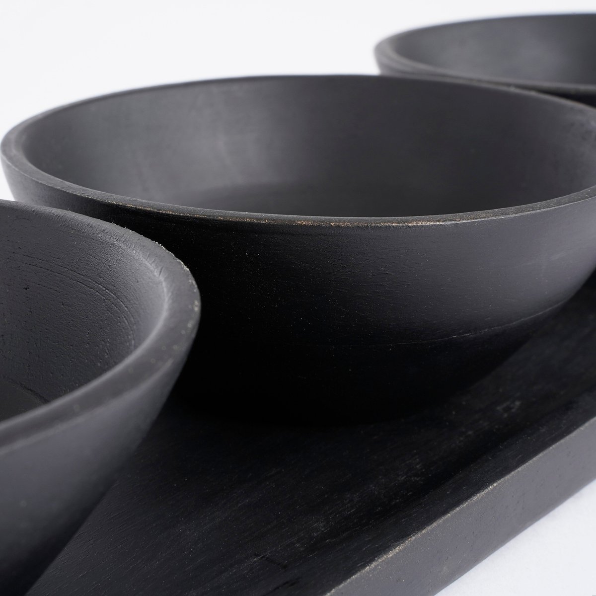 Plateau et ses 3 bols TOMAR noir, MICA DECORATIONS