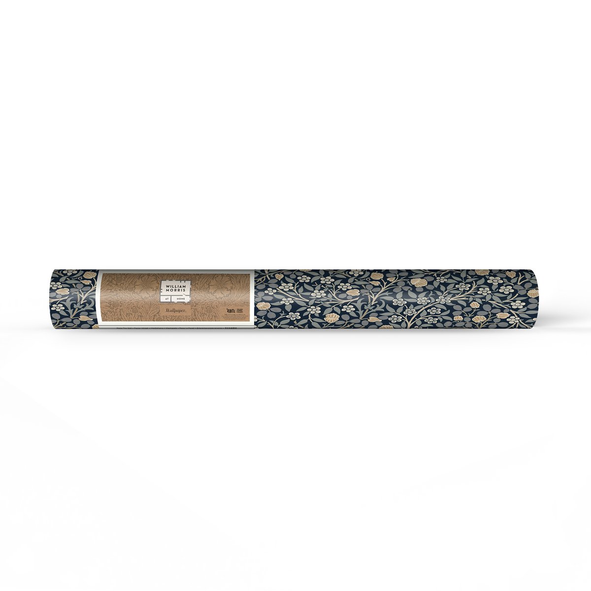 Papier peint fleuri Clover Midnight bleu, ocre, beige, WILLIAM MORRIS AT HOME