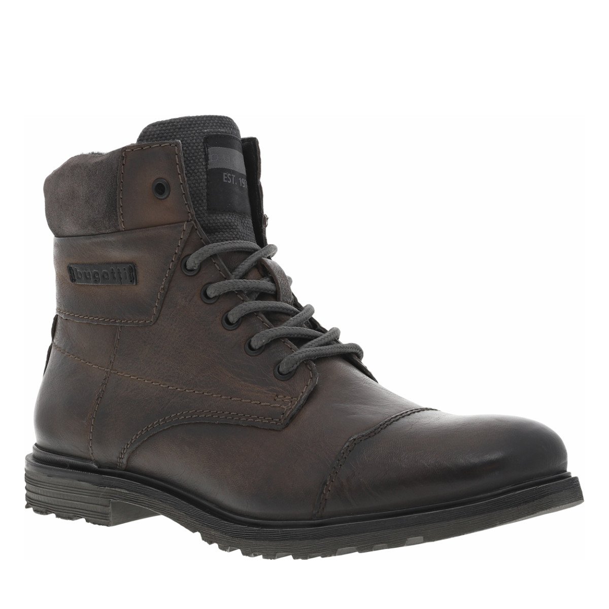 Bottines cuir talon plat marron, BUGATTI