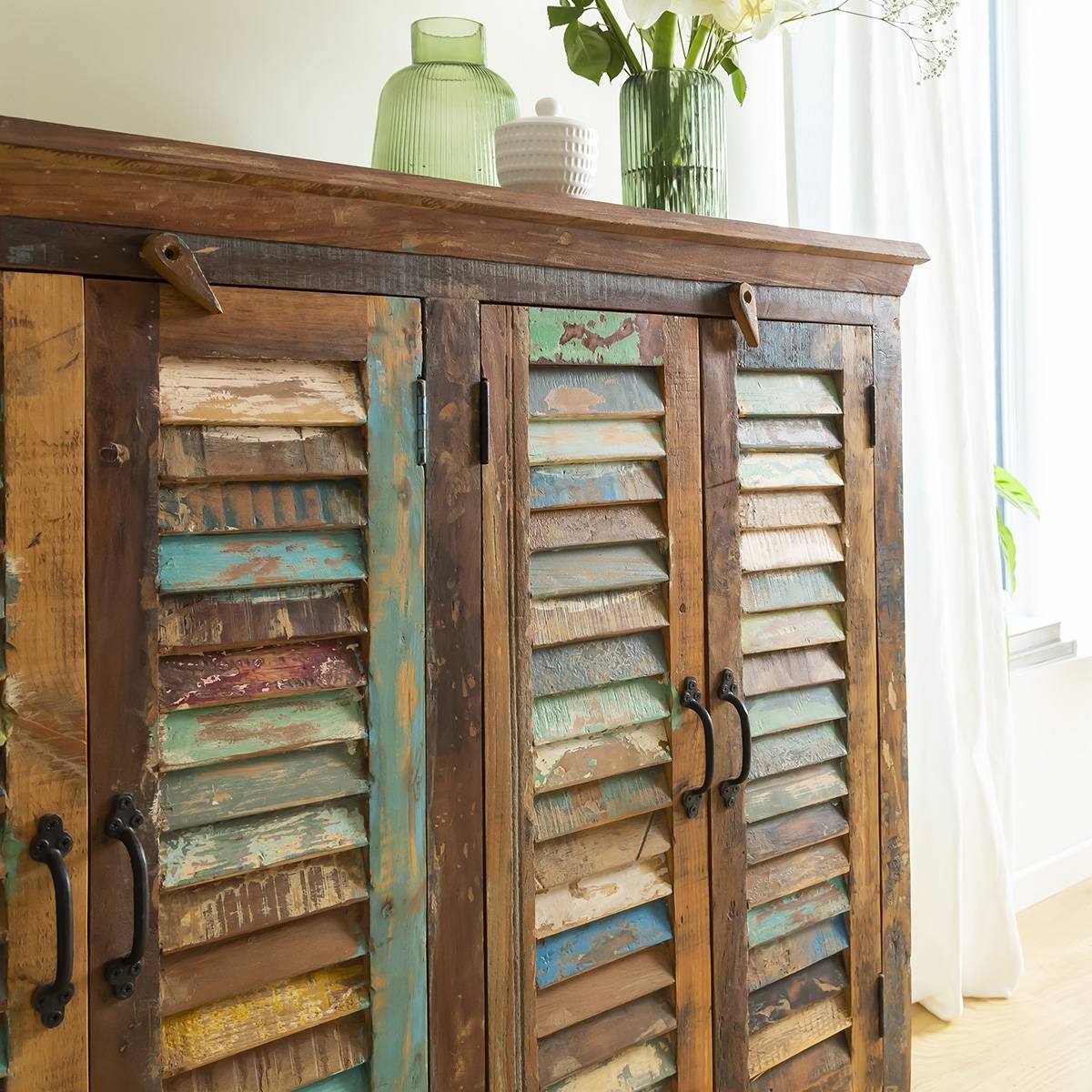 Buffet en bois massif ETHNIK multicolore, MADE IN MEUBLES 