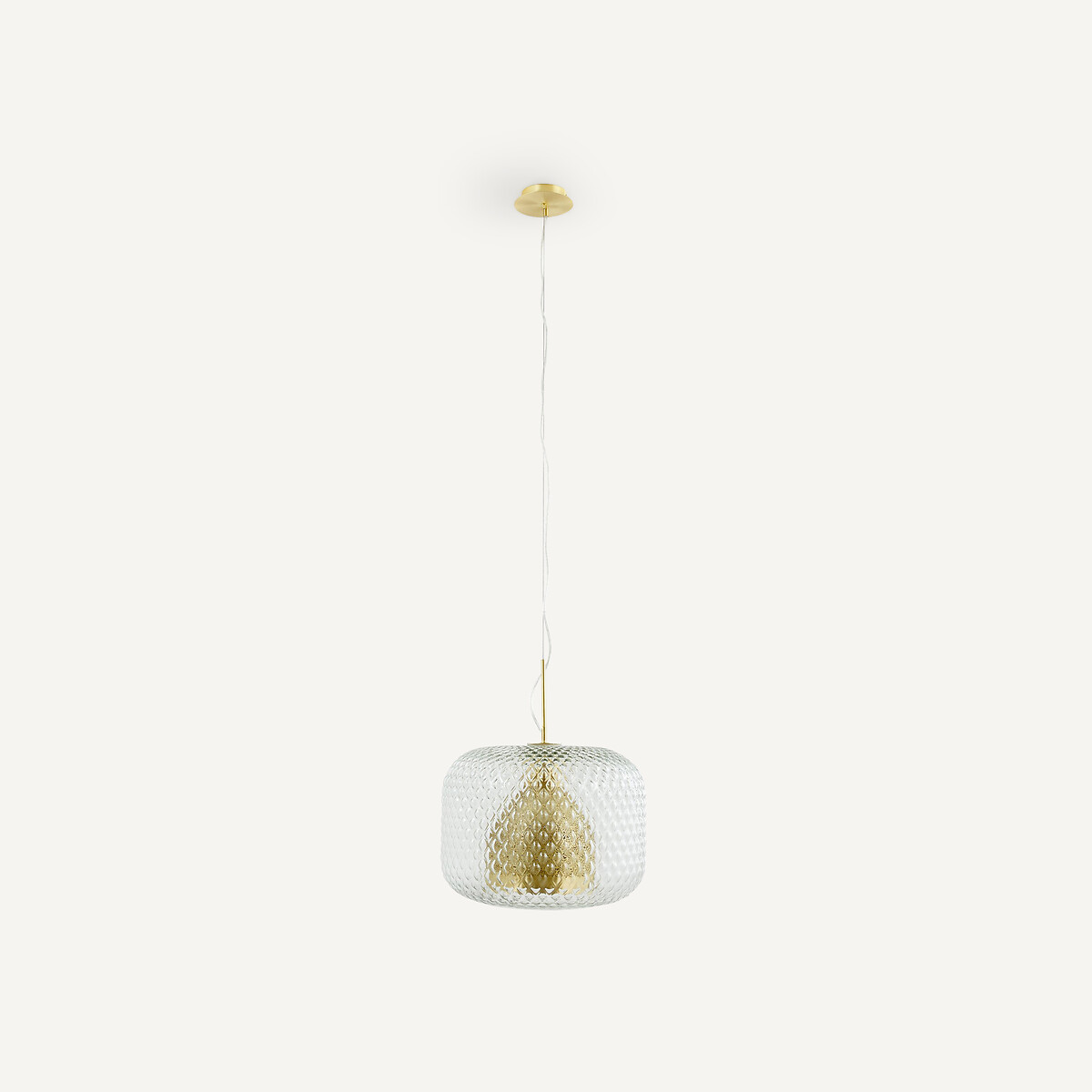 Suspension simple diamètre 40 cm, laiton et verre ciselé, MISTINGUETT laiton, EMMANUEL GALLINA X AM.PM
