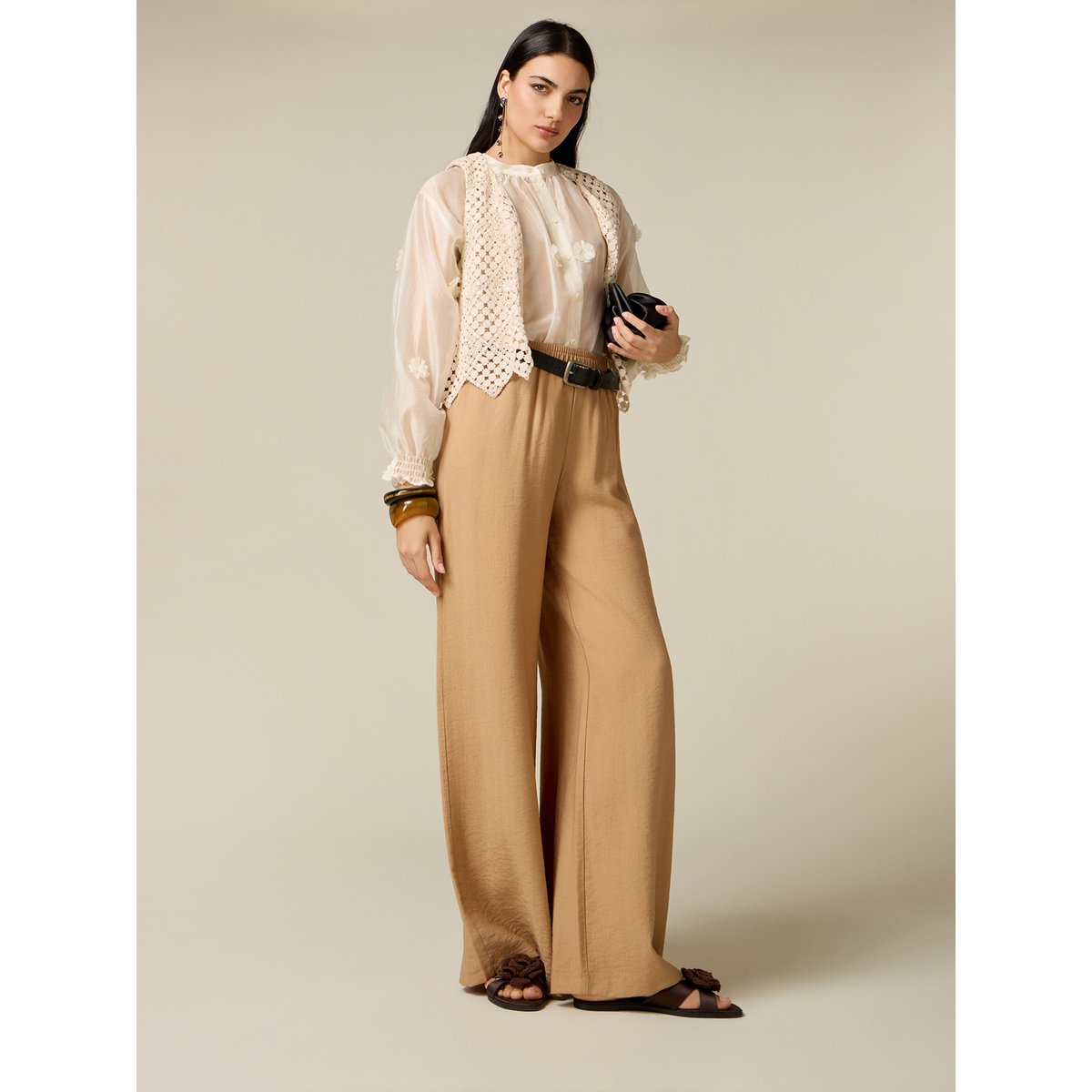 Pantalon palazzo beige, OLTRE