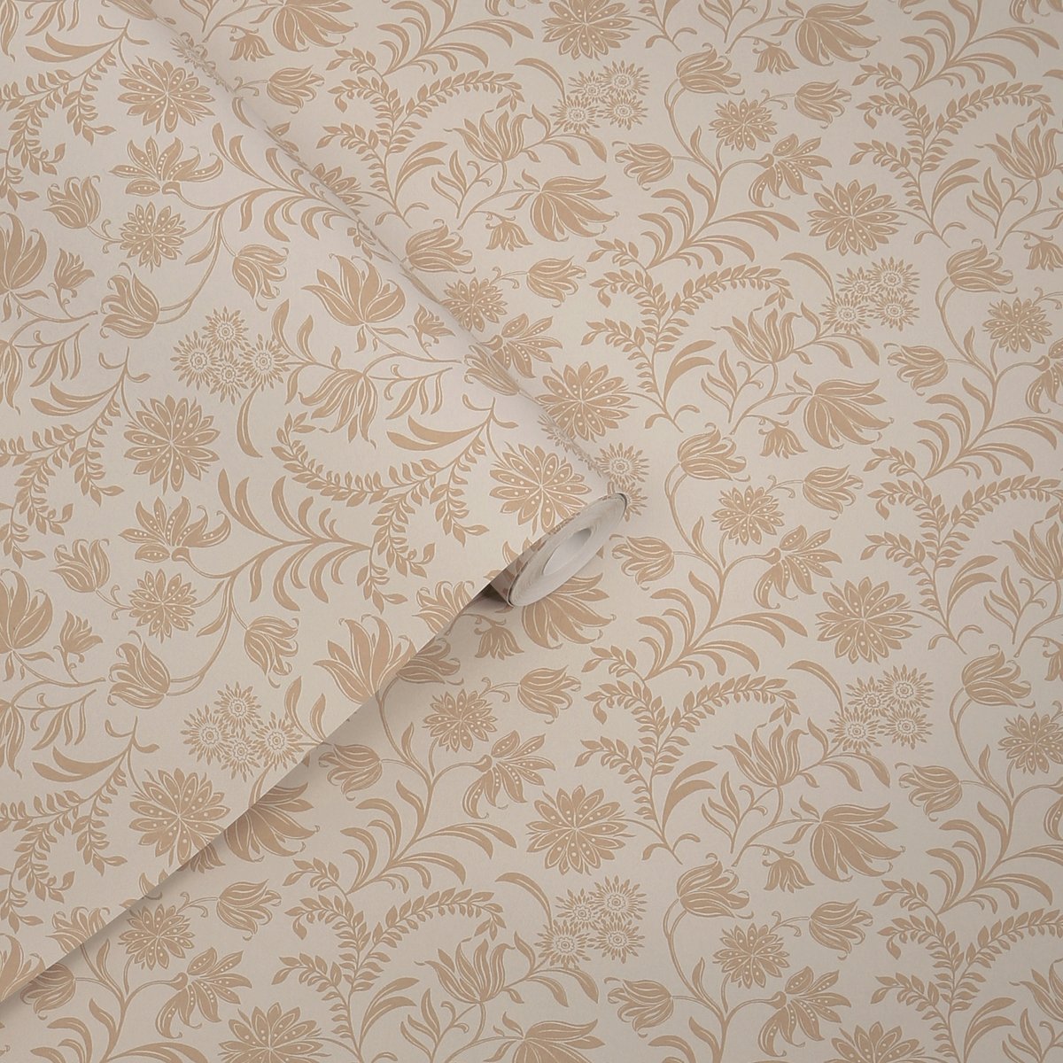 Papier peint Fleurs Hemingway Caramel brun clair, beige, LAURA ASHLEY