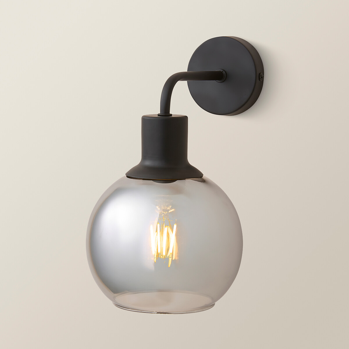 Brady Glass Globe Wall Light black, SO'HOME