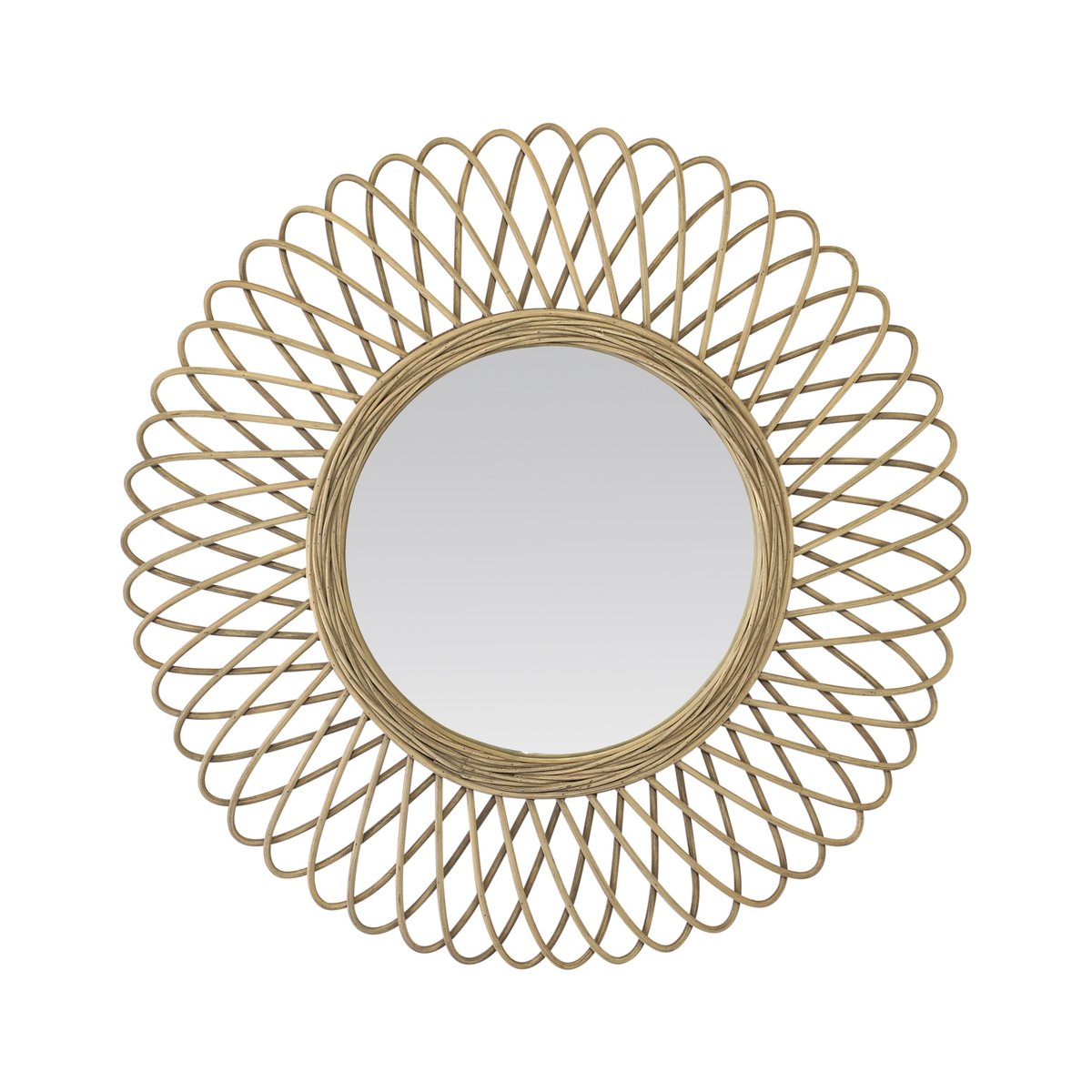 Miroir rond en rotin naturel 58cm beige, EMDE