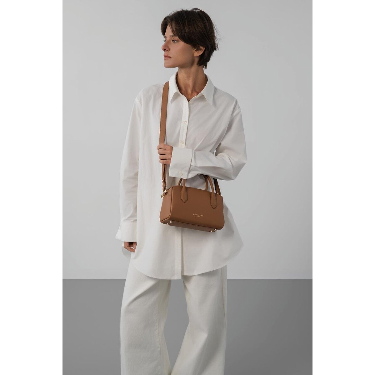 Bolso bandolera de piel con cremallera, DONNA CUBE 90006360, LANCASTER