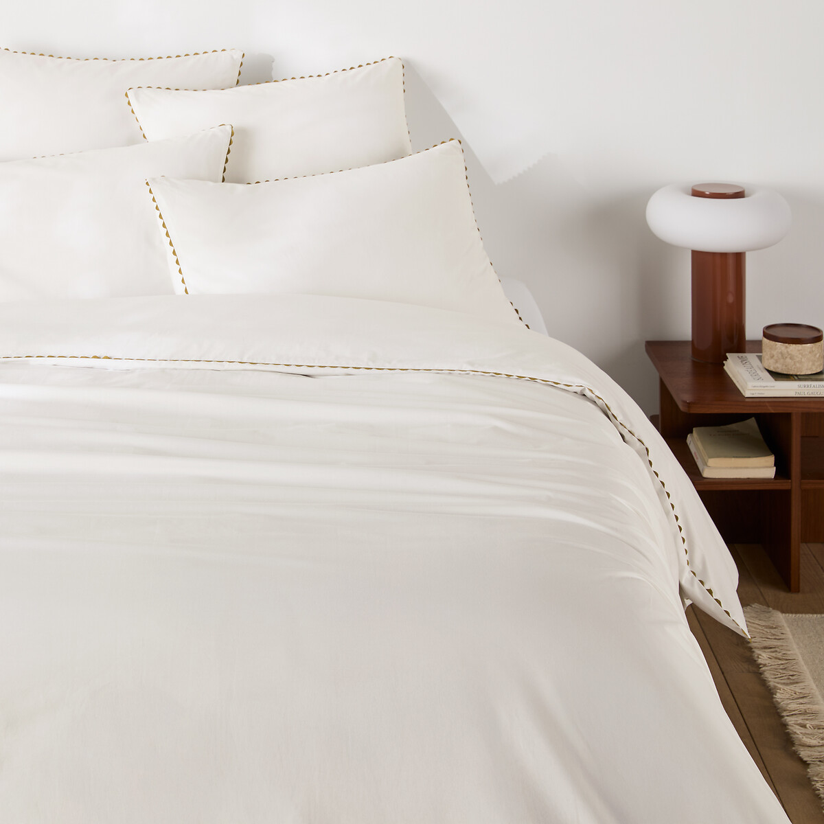 Housse de couette en percale de coton, ELYA blanc/absinthe, LA REDOUTE INTERIEURS