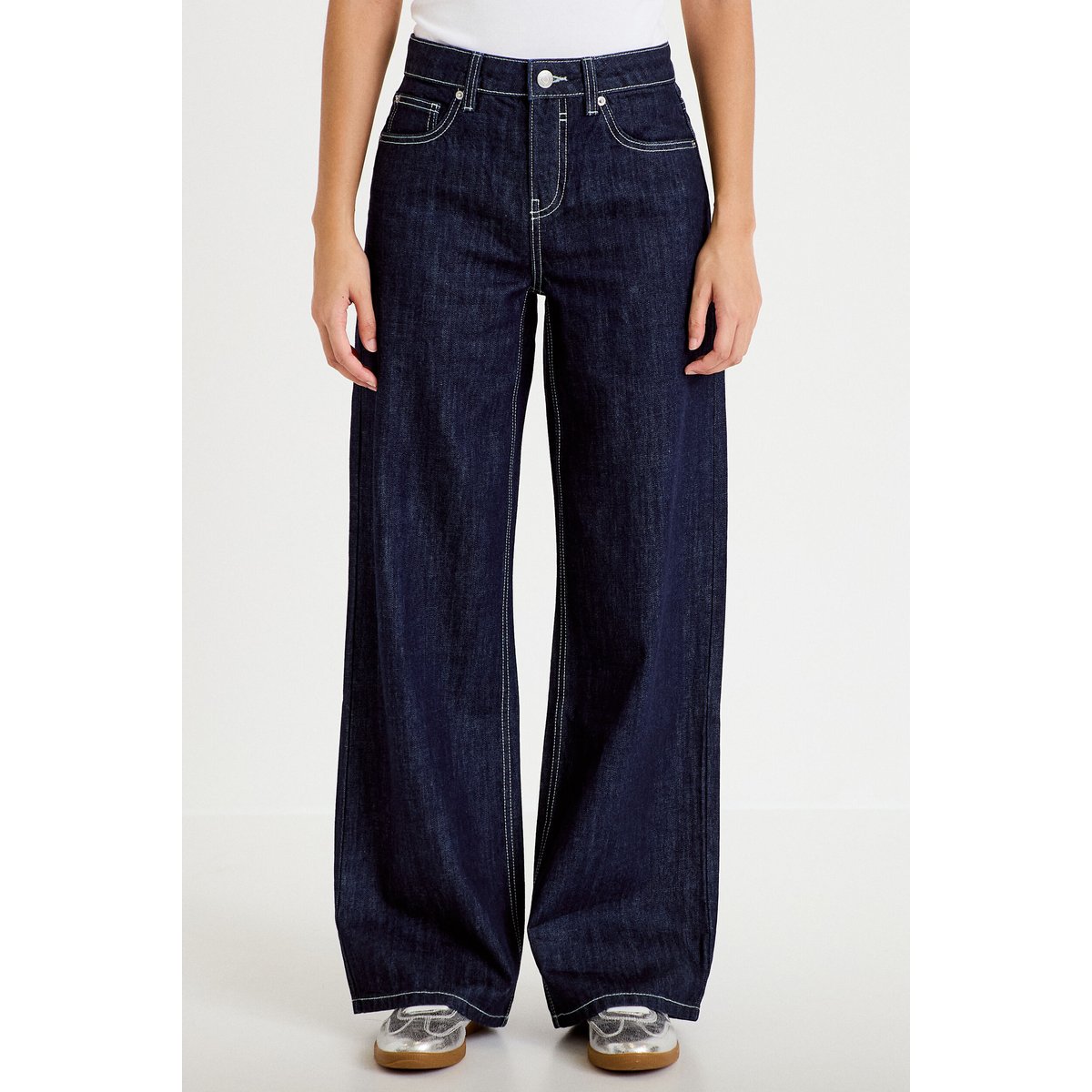 Jean wide leg taille basse denim brut, CACHE CACHE