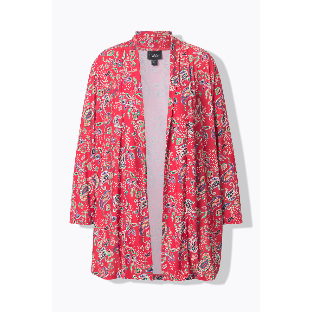Veste en jersey. Col châle et manches bleu paon, ULLA POPKEN