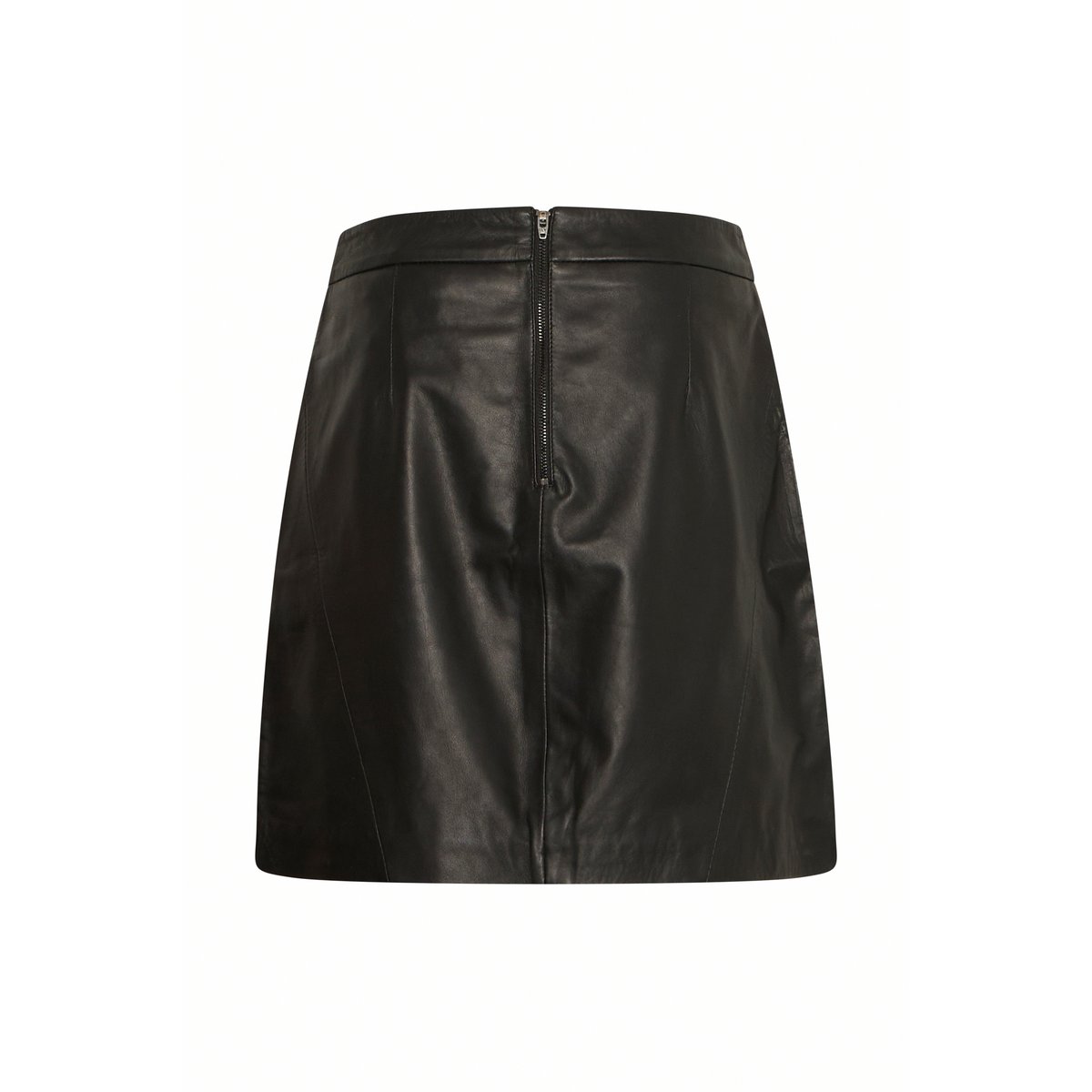 Jupe en cuir, zippée au dos, longueur genou noir, B.YOUNG