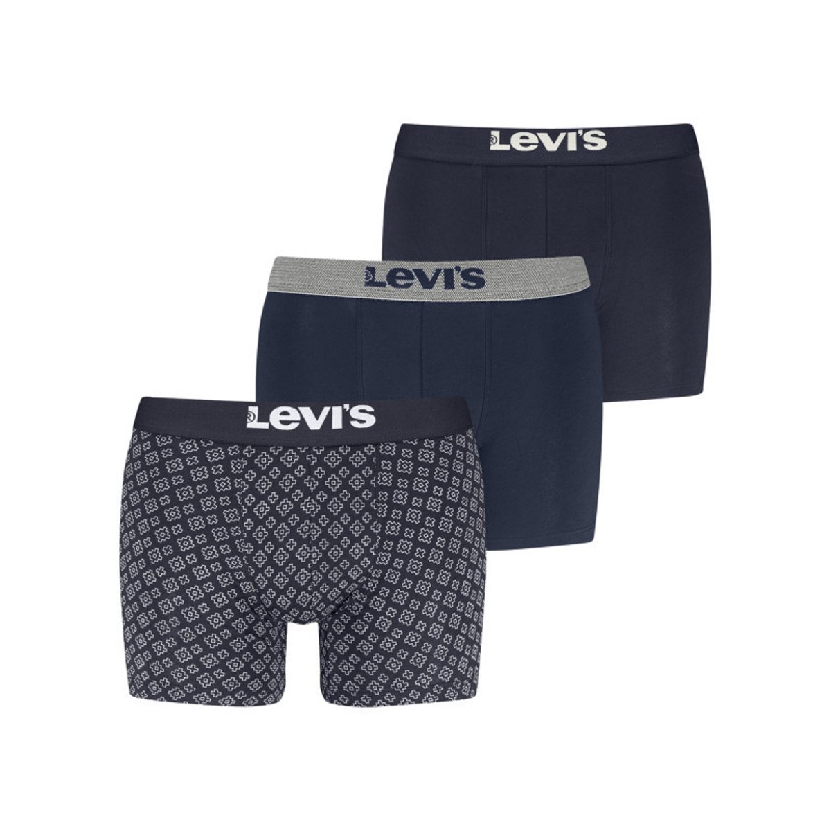 Lot de 3 boxers courts bleus en coton avec ceinture élastiquée bleus, LEVI'S