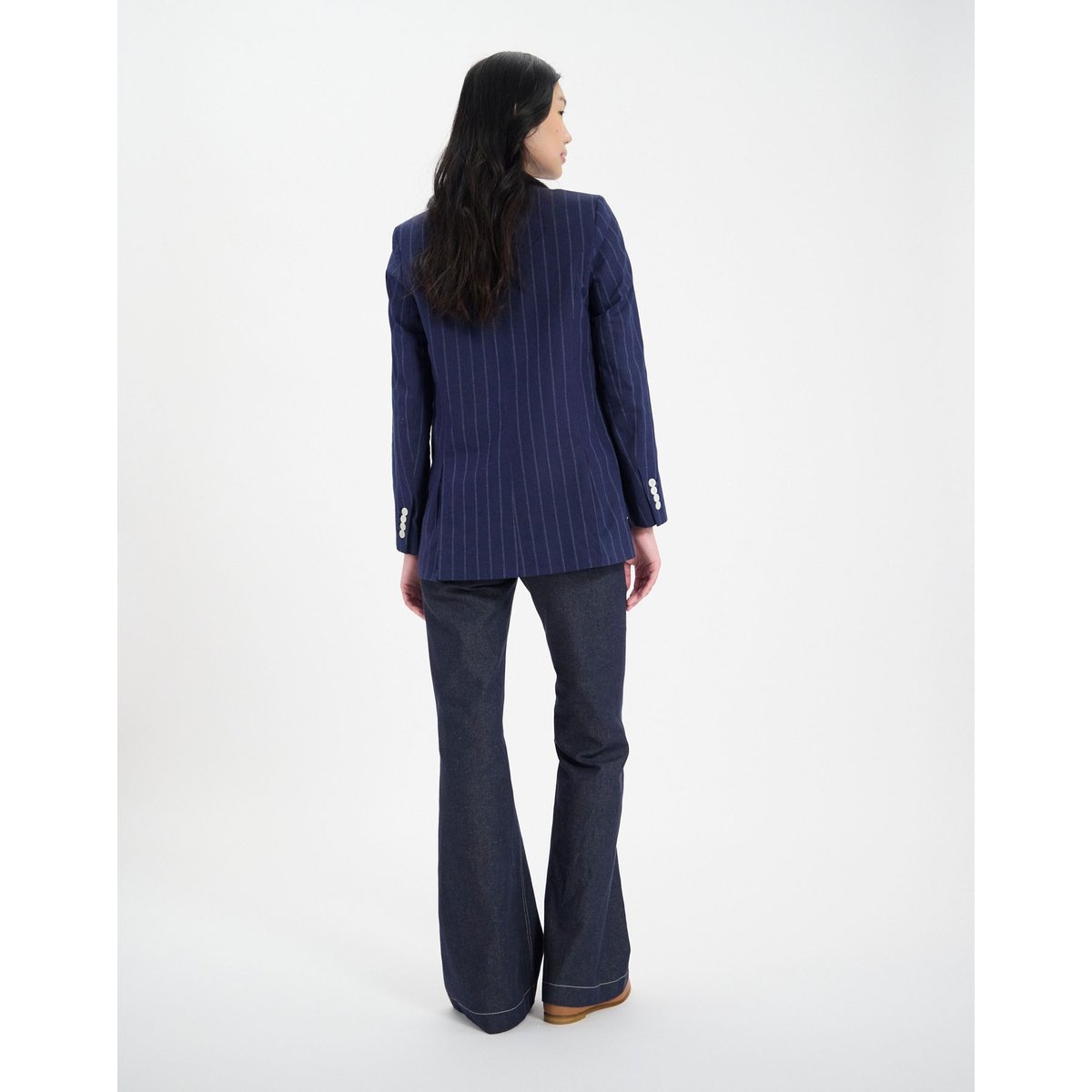 Veste Bruna en lin mélangé marine blue navy, INES DE LA FRESSANGE PARIS