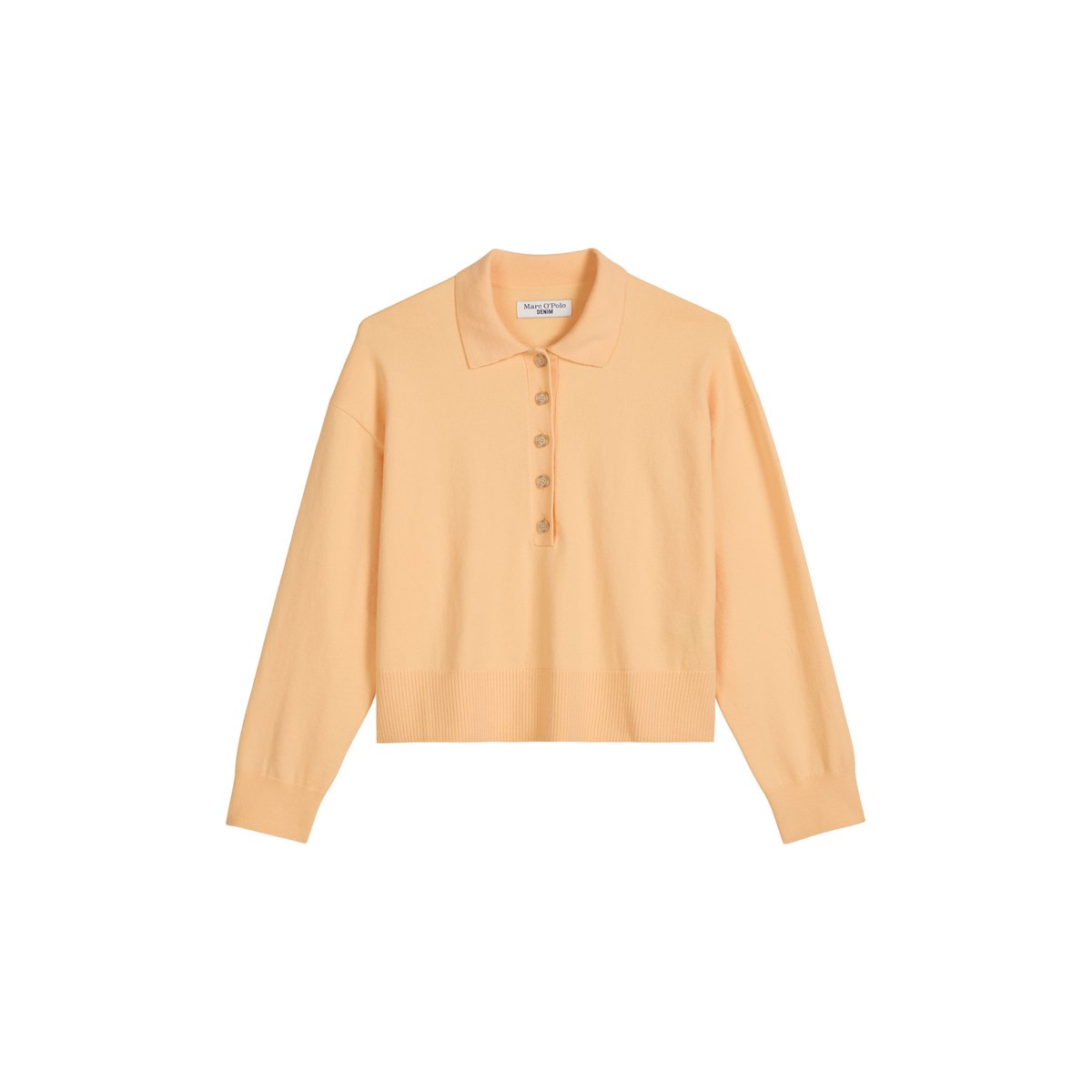 Polo en maille relaxed en Soft Cotton Stretch orange, MARC O’POLO DENIM