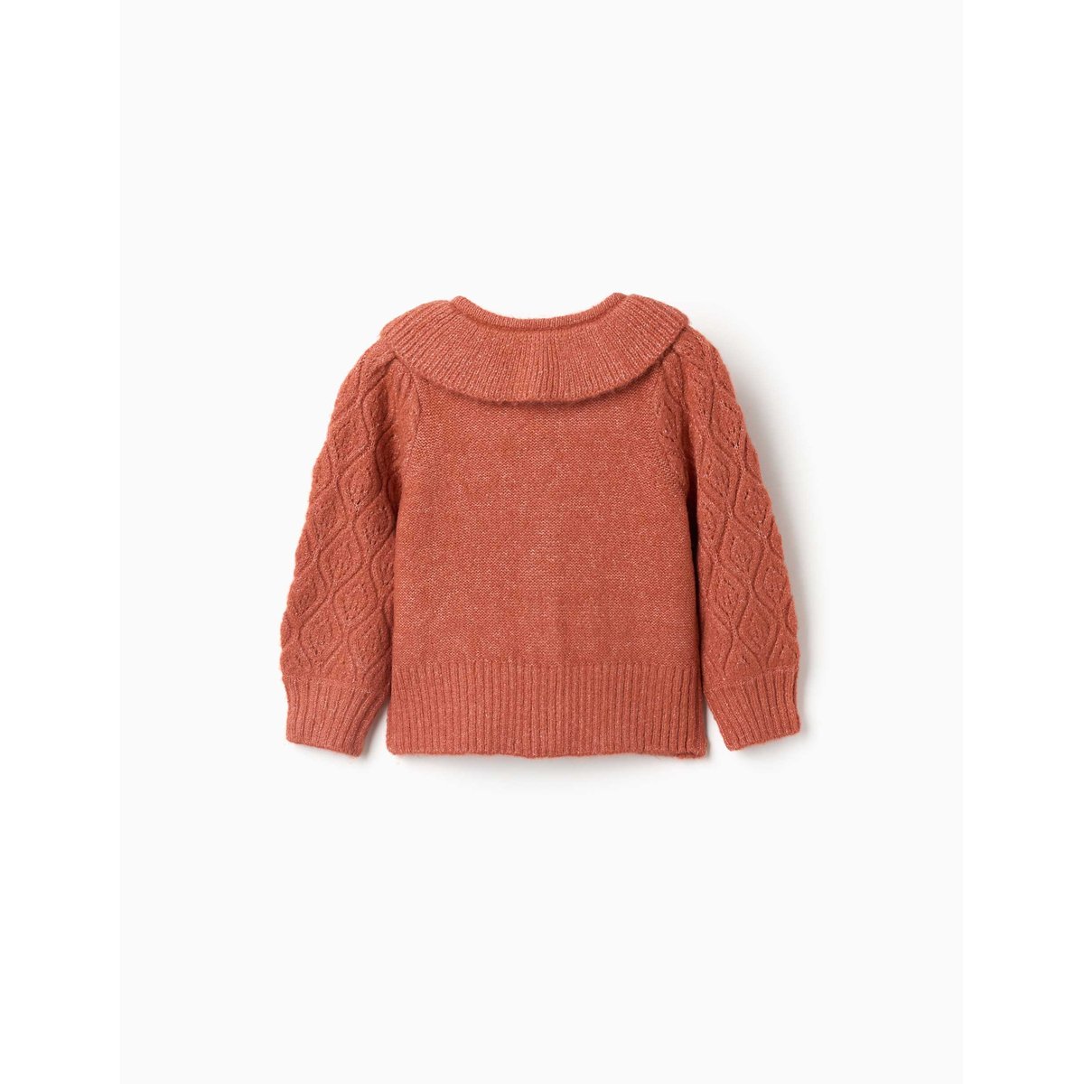 Cardigan en maille ajourée avec col à volants marrón, ZIPPY