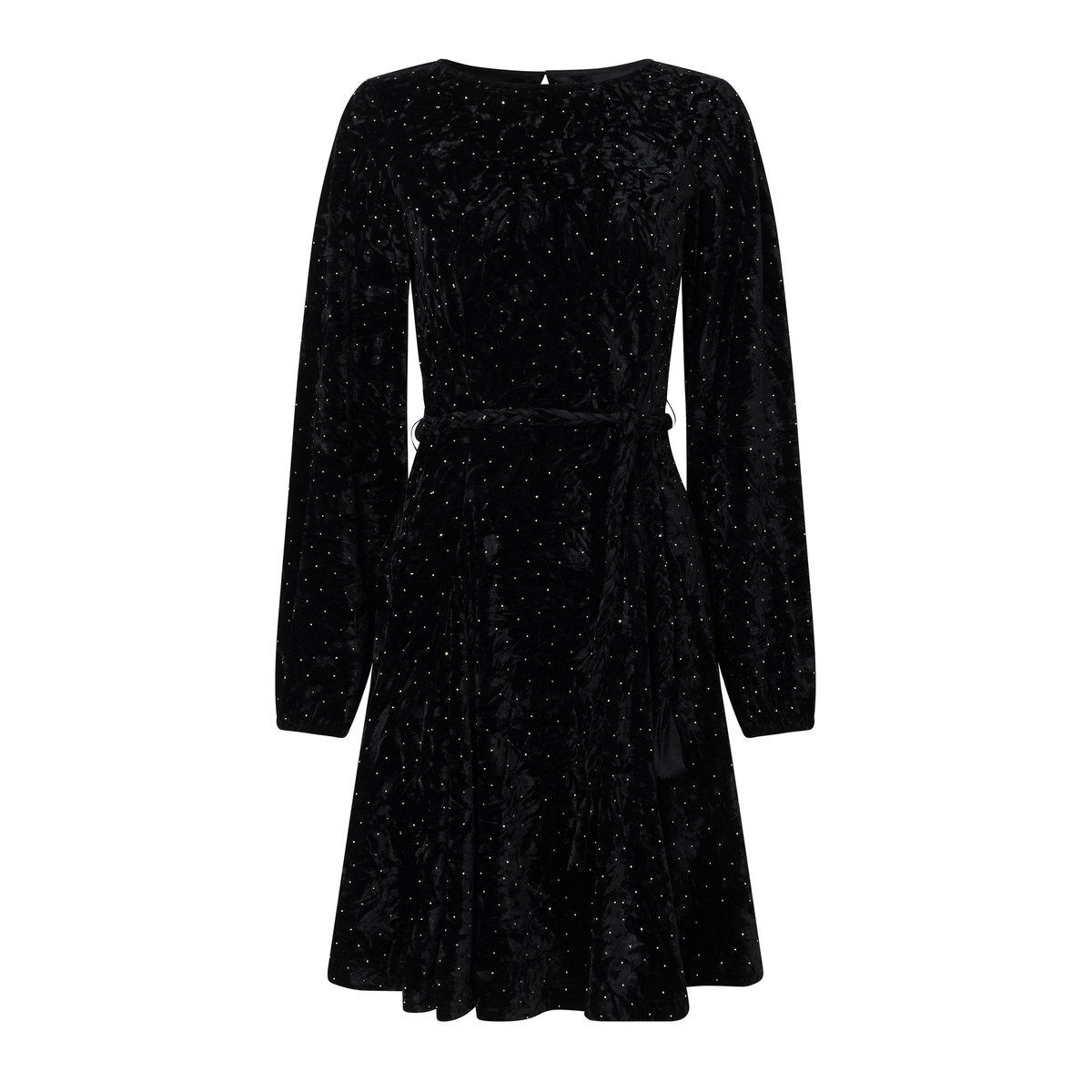 Robe Courte Scintillante en Velours Phoebe noir, JOE BROWNS