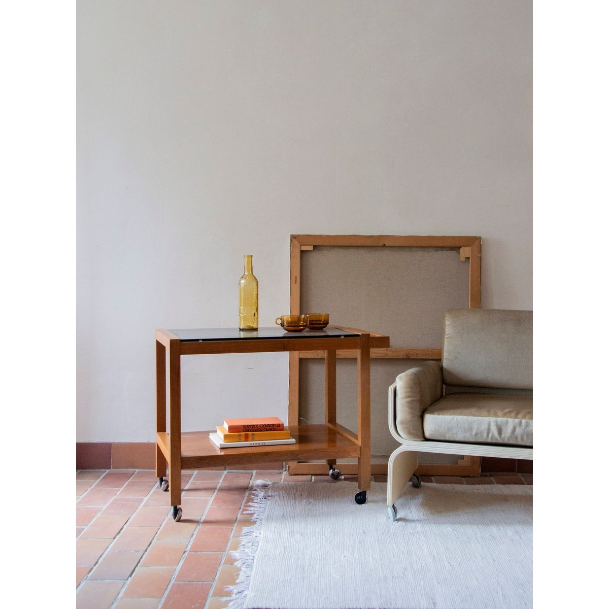 Desserte en bois et verre Anouk N°200 - Bon état bois, DEBONGOUT
