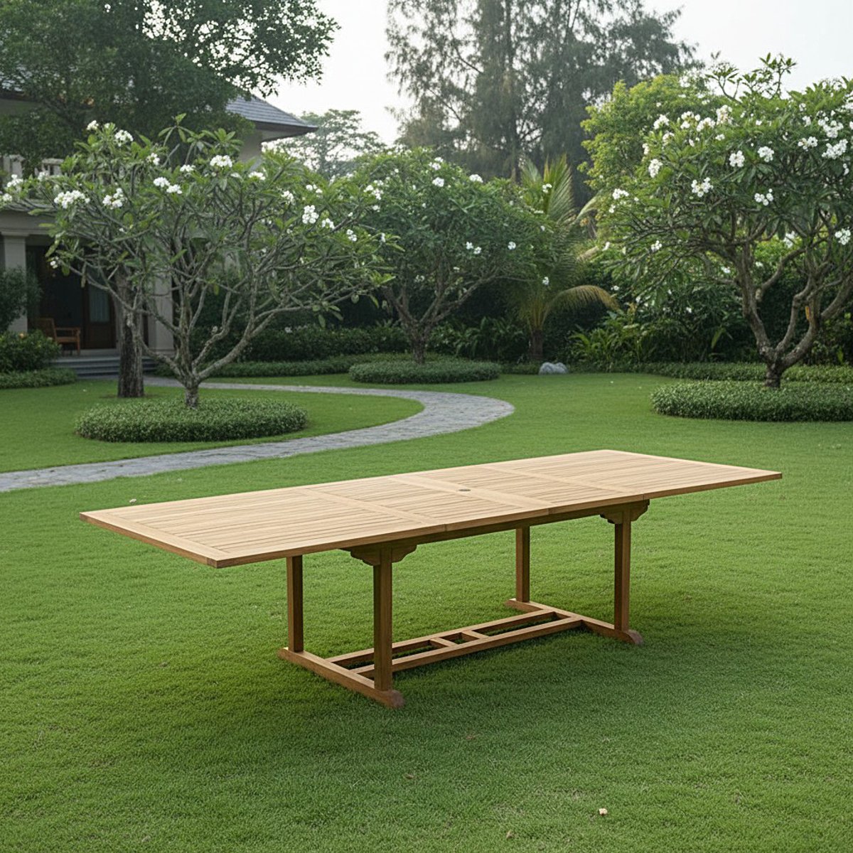 Table extensible rectangulaire teck massif 12 places Sydney naturel, TECK ATTITUDE