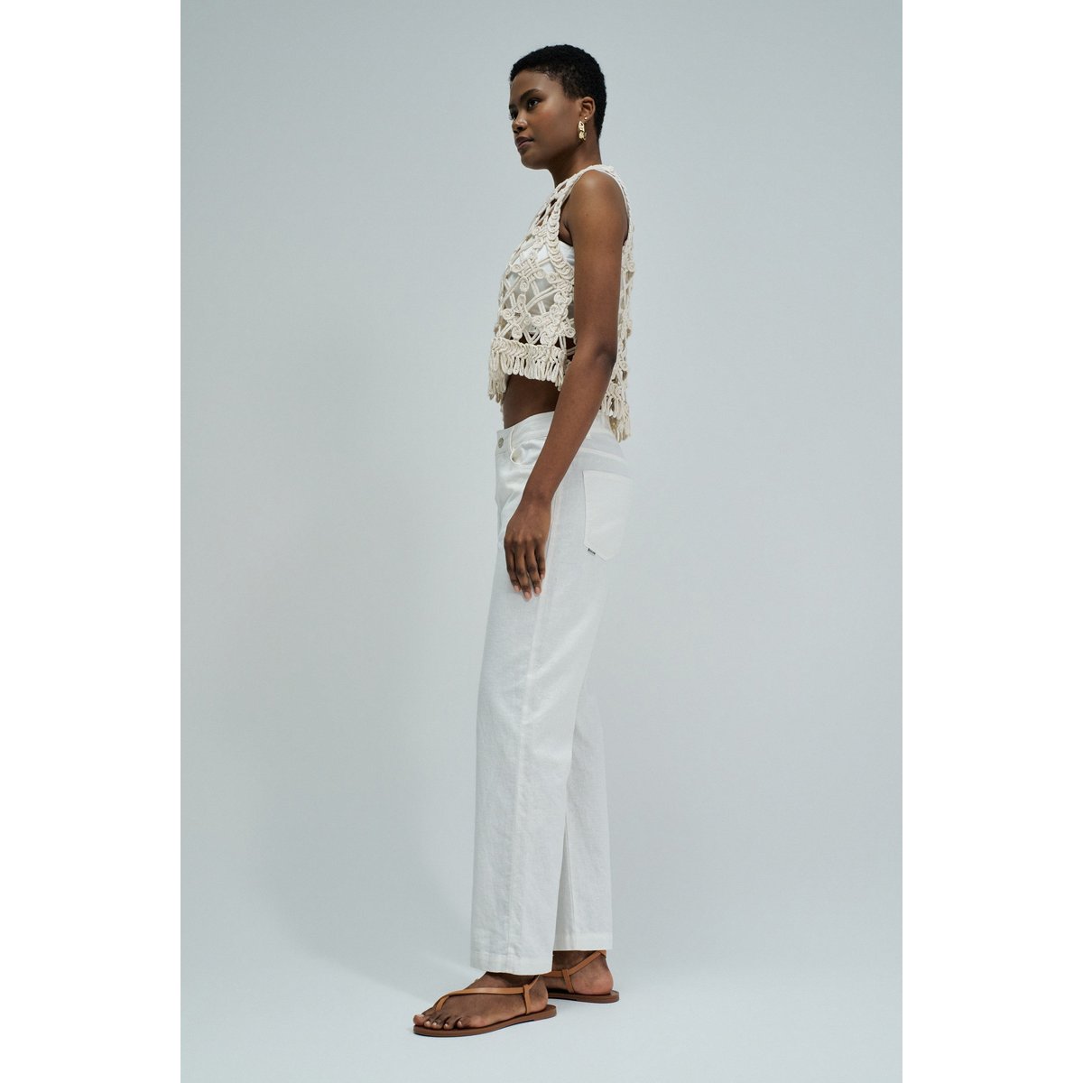 PANTALONS DROITS EN LIN blanc, SALSA JEANS