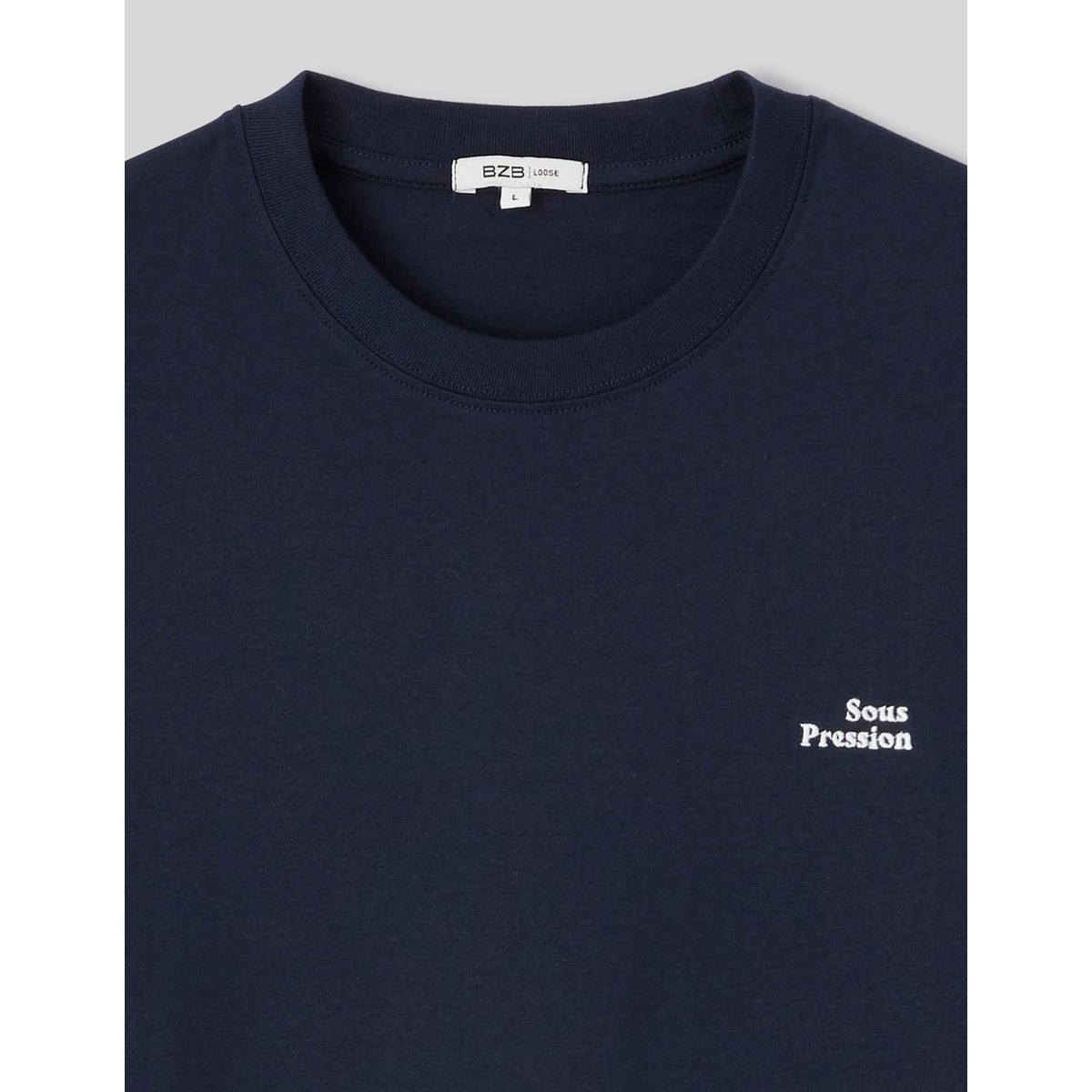 Tshirt brodé poitrine bleu foncé, BZB