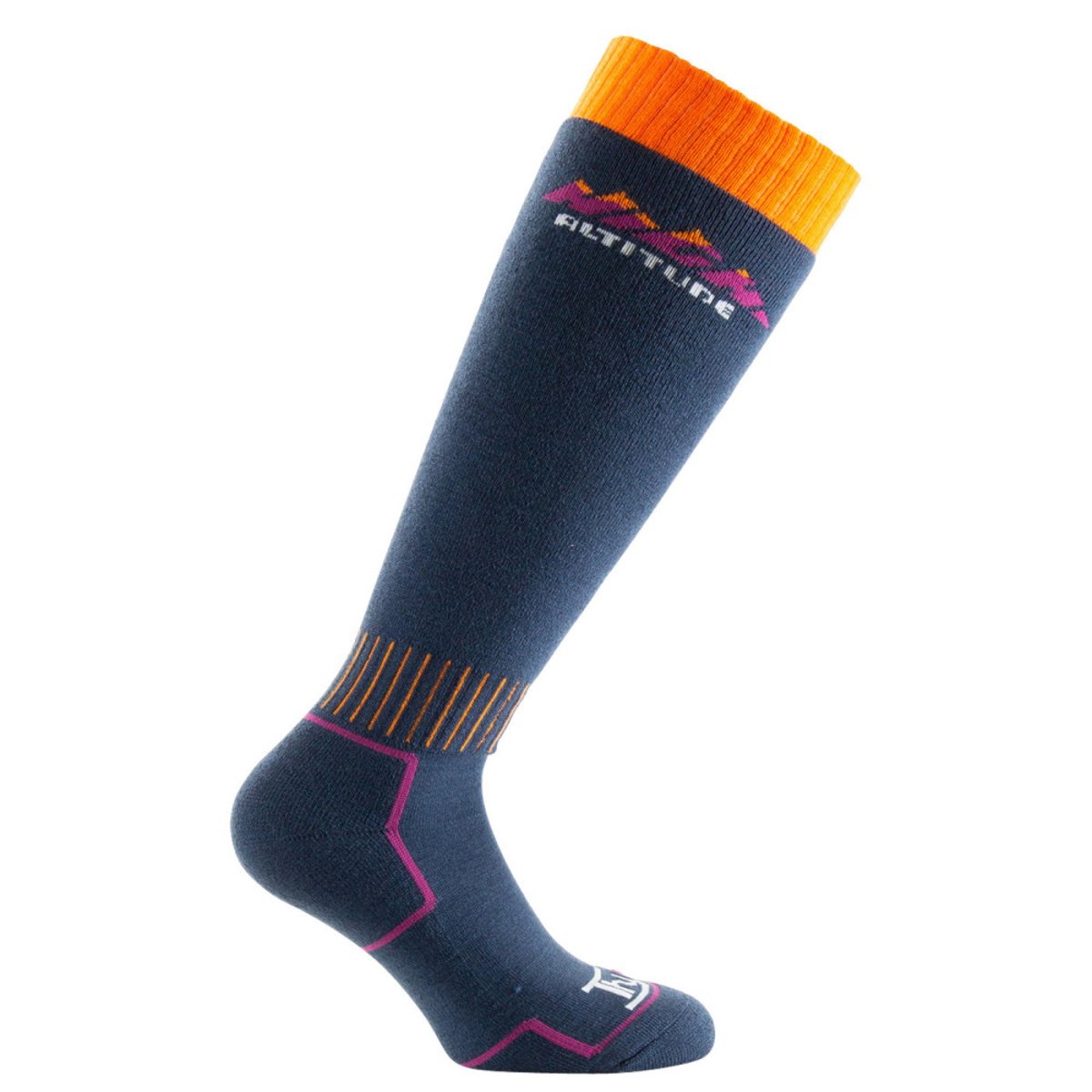 Lot de 2 paires de mi-bas ski High altitude Femme marine-rose, THYO
