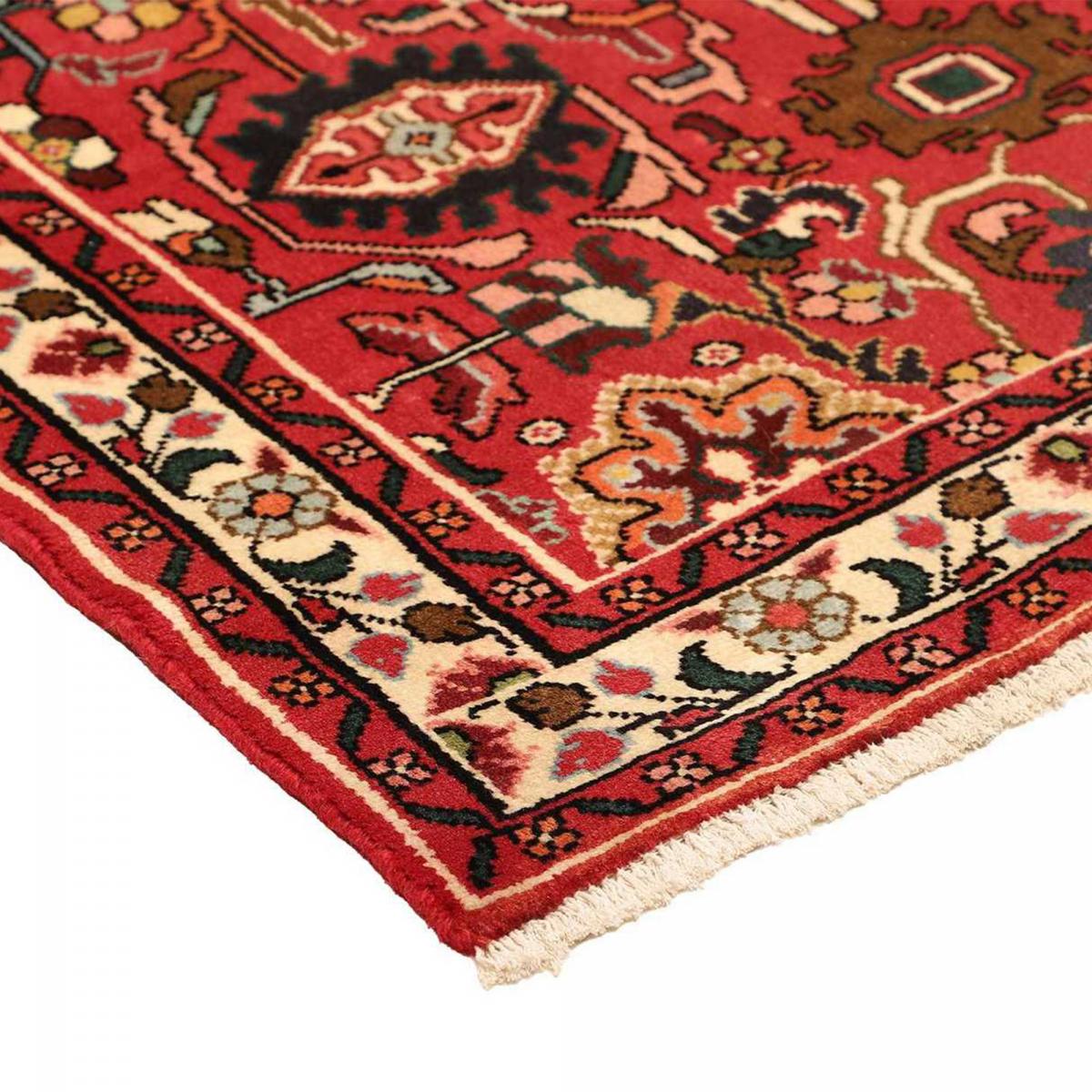 Tapis d'orient oriental, noué main en laine, HAMADAN 45 rouge, bleu, crème, UN AMOUR DE TAPIS