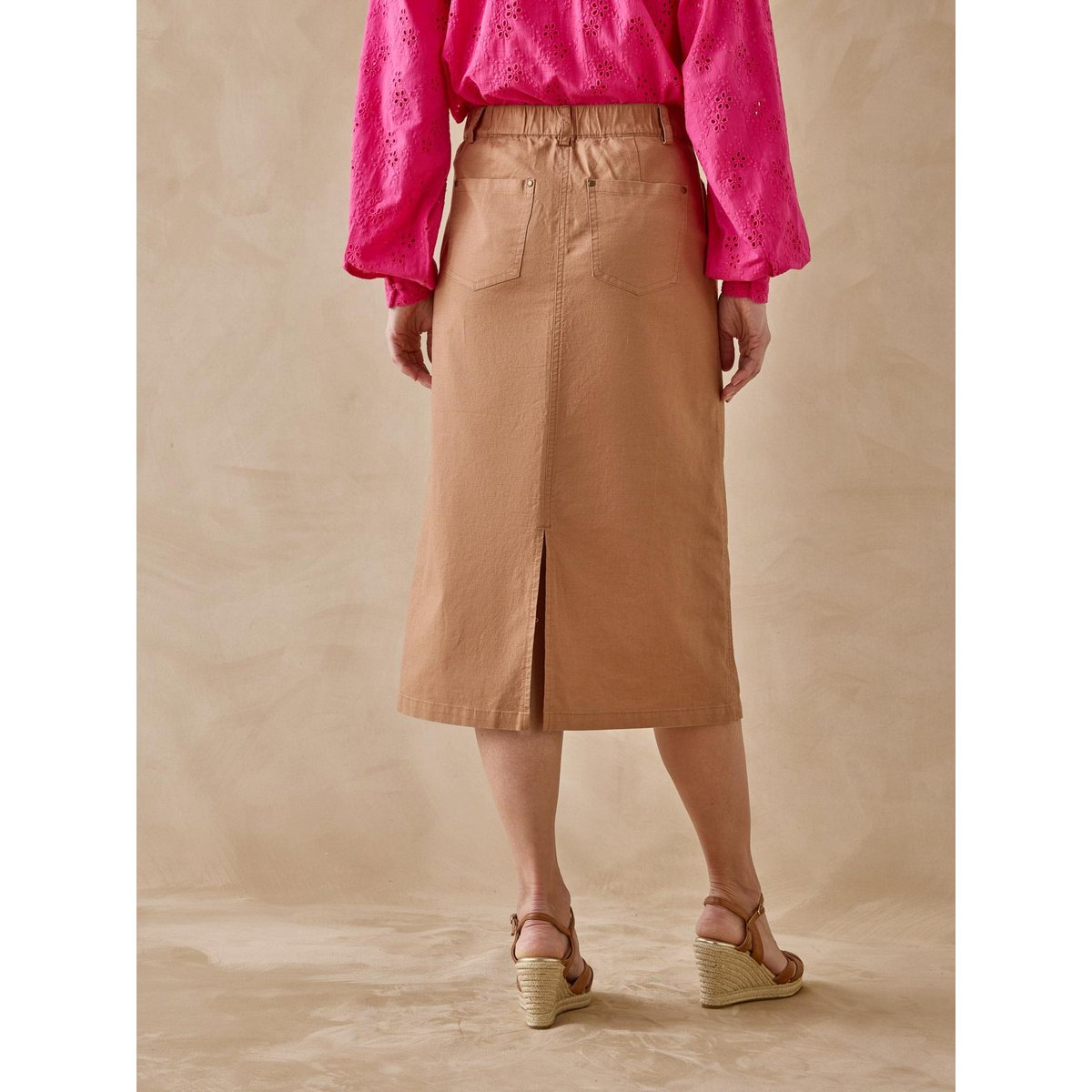 Jupes poches cargo avec lin camel, DAXON