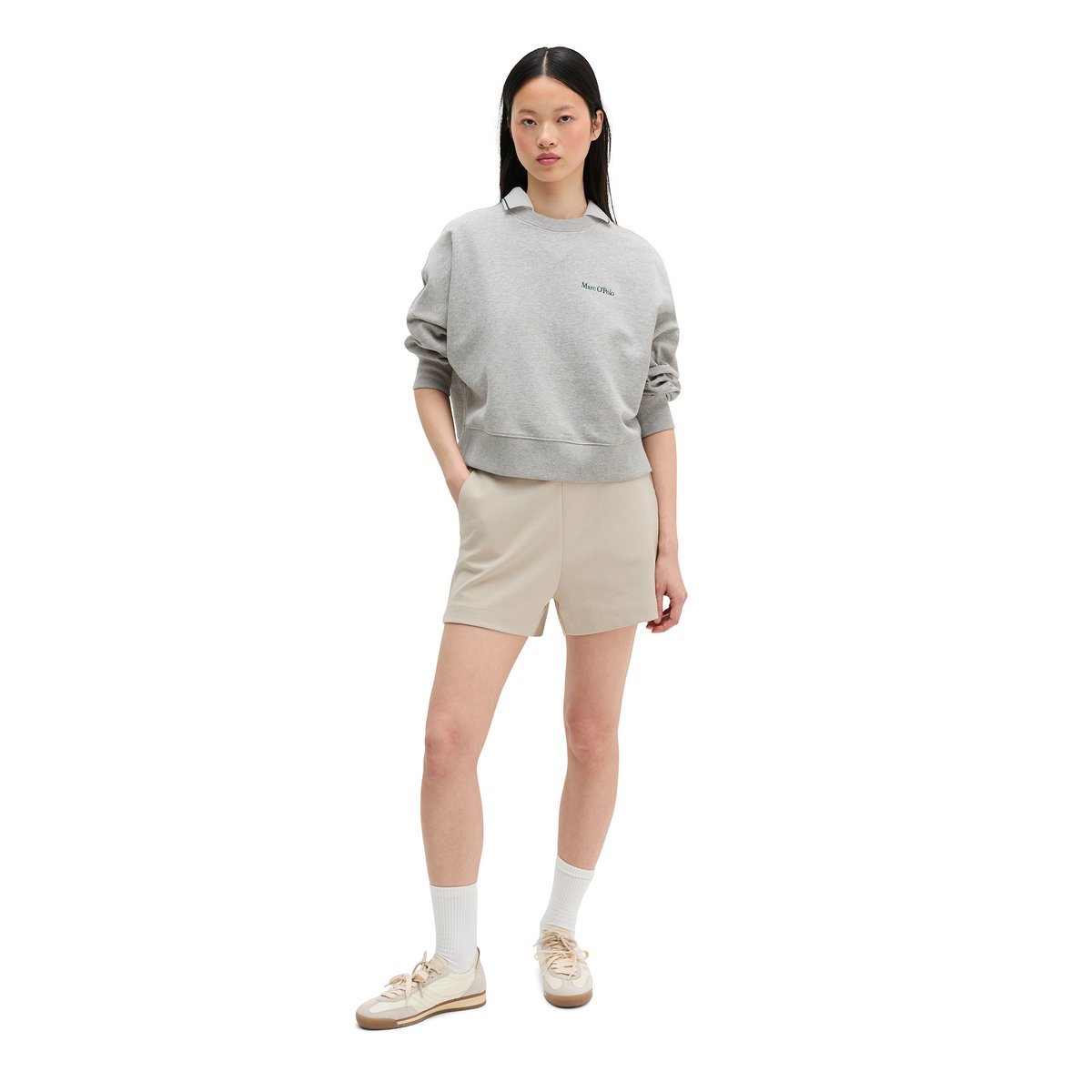 Sweat MOP Club '67, oversized, boxy fit avec surface peignée gris clair, MARC O'POLO