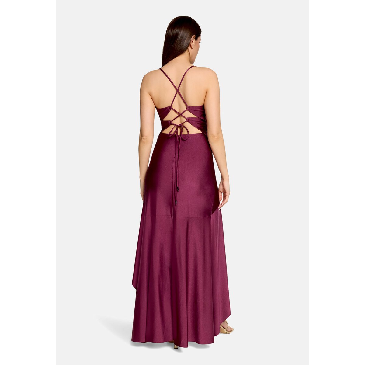 Robe de soirée à volant prune wine, VERA MONT