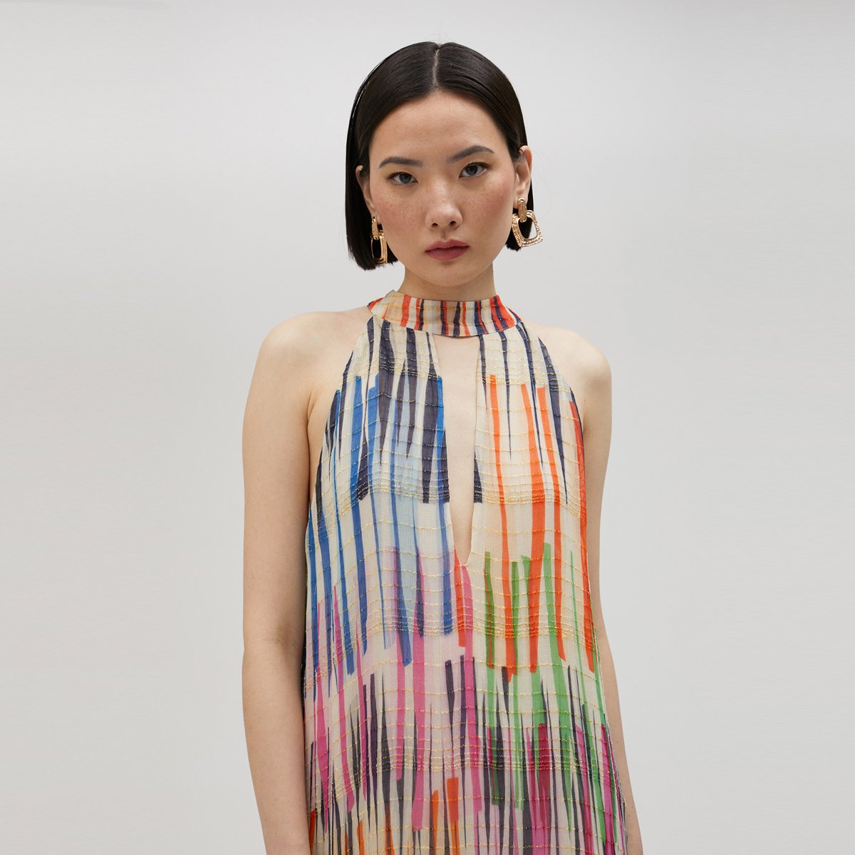 Robe longue fluide sans manches pêche, LOLA CASADEMUNT