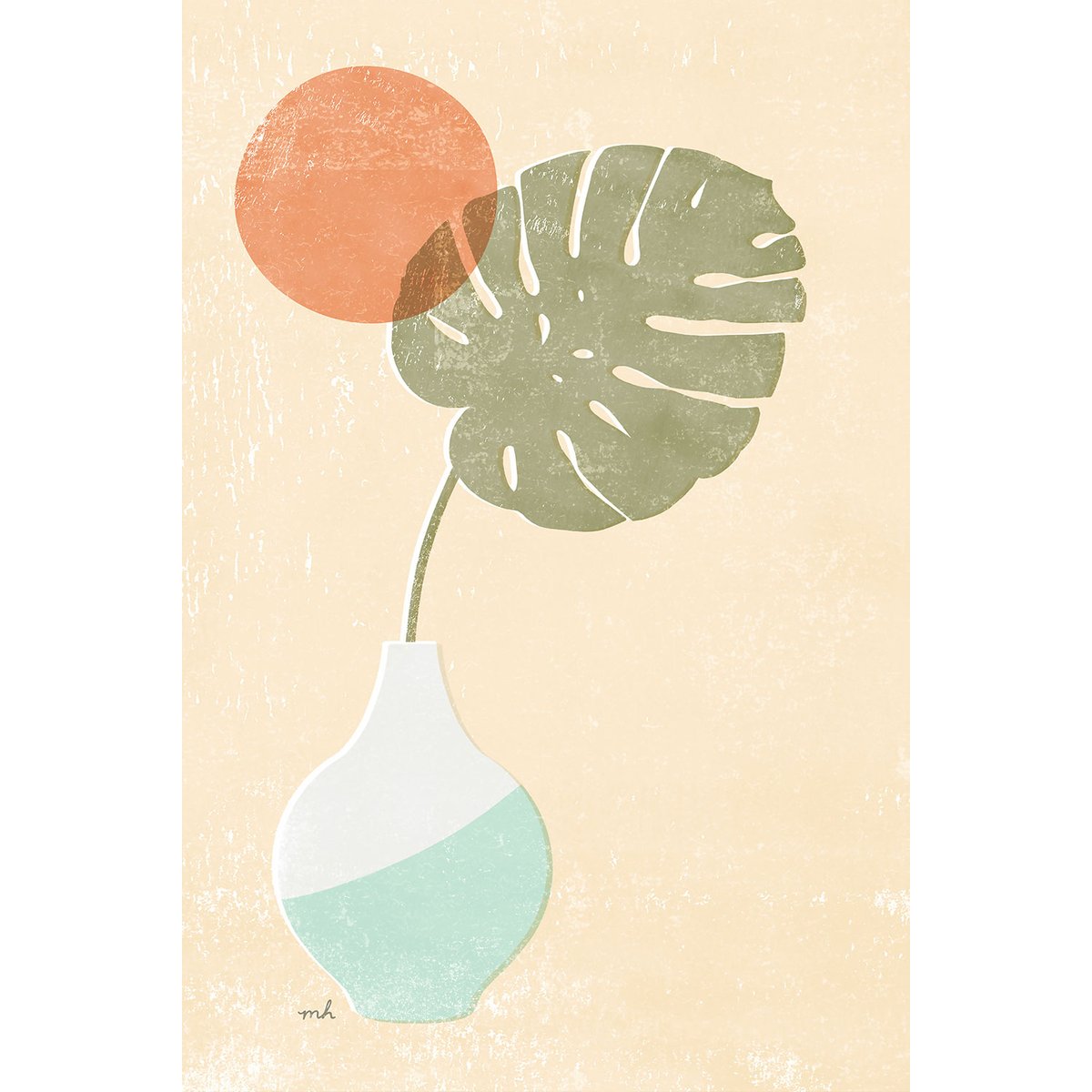 Tableau fleurs Monstera blush tableau alu dibond, HEXOA