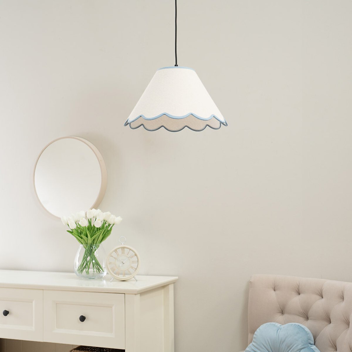 27.5cm Florence Scallop Trim Shade blue, SO'HOME