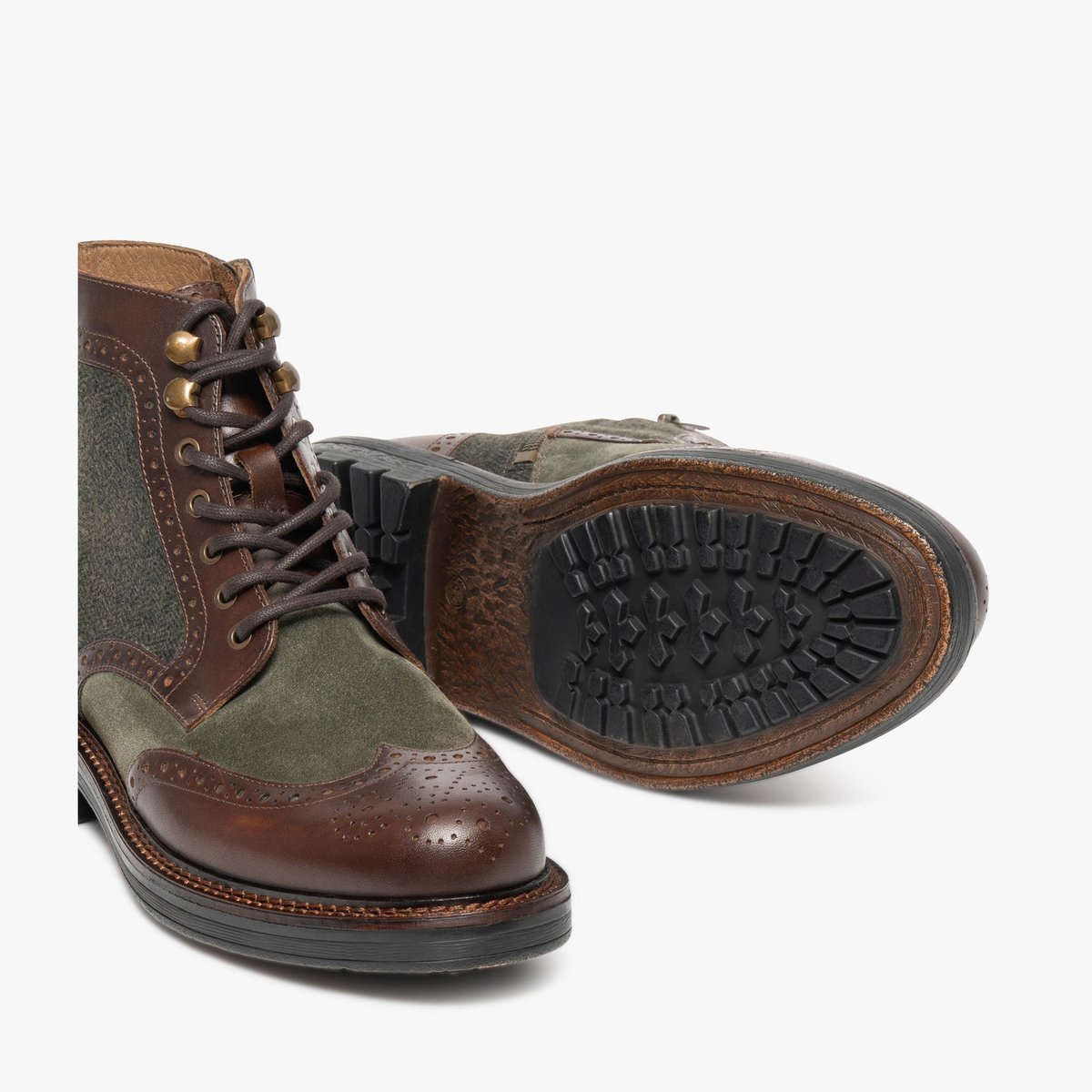 Boots À Talon en cuir RIDLEY vert kaki, BOCAGE