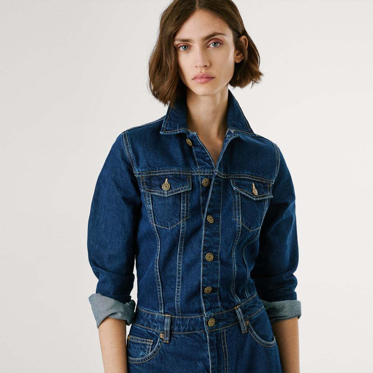 Combinaison Longue Coupe Regular En Denim 12oz blue rigid denim, PEPE JEANS