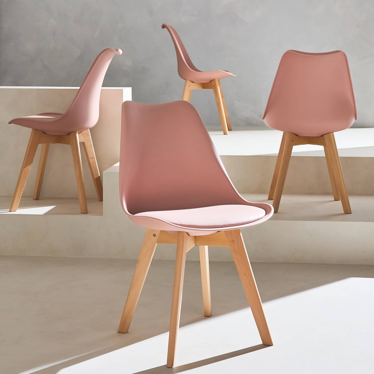 Chaise scandinave bois de hêtre (lot de 4) NILS vieux rose, SWEEEK