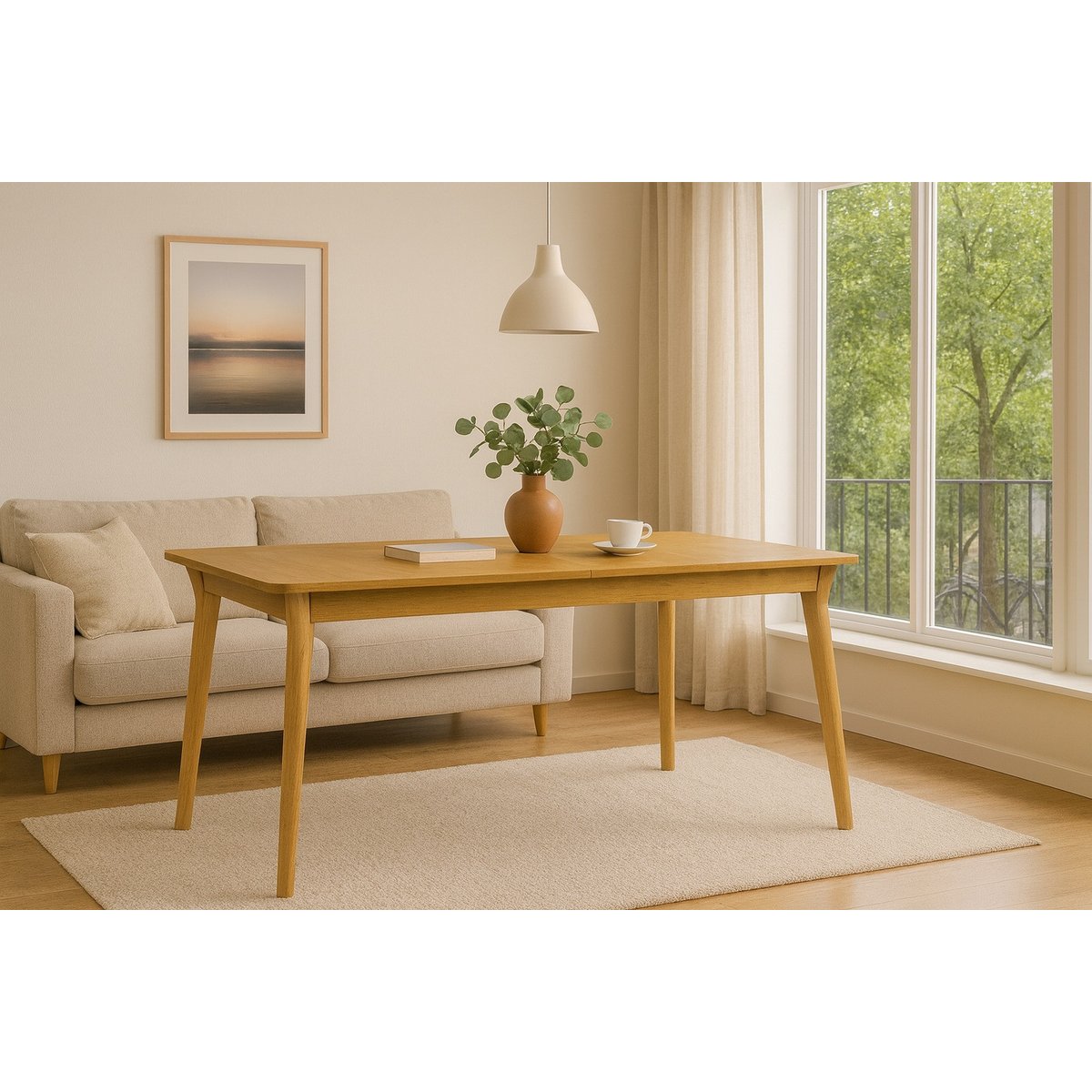 Table à manger rectangulaire en bois, L.180, ELLEN beige, ZUIVER