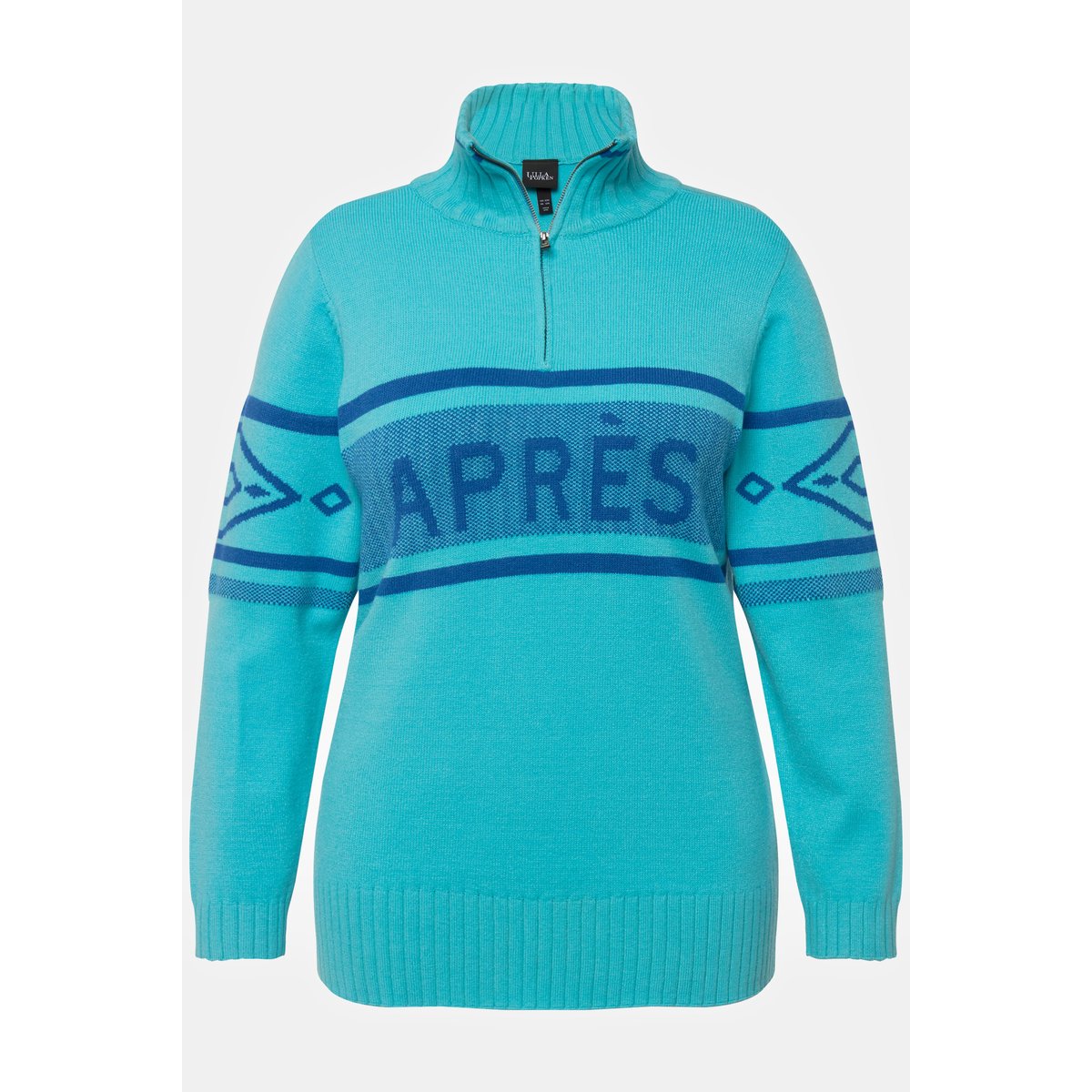 Pull camionneur à manches longues et col turquoise clair, ULLA POPKEN