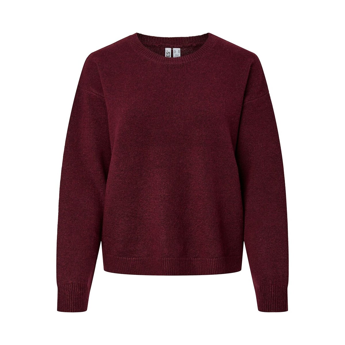 Pull manches longues, à col rond bordeaux, PIECES