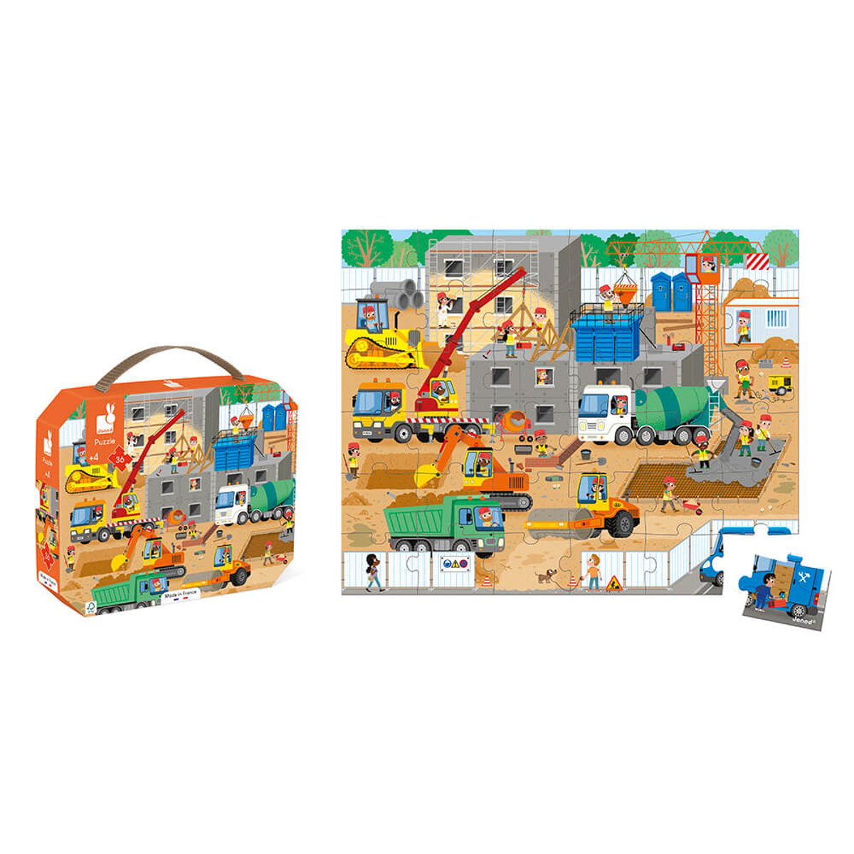 Puzzle Chantier 36 Pièces orange, JANOD