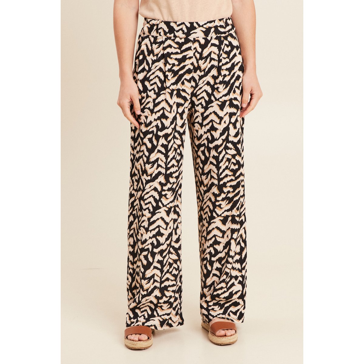 Pantalon large taille haute noir, BREAL