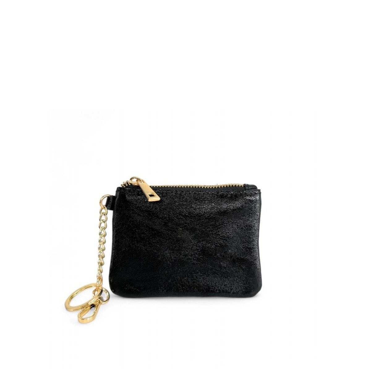 Pochette porte-monnaie porte-clés en cuir irisé POCKET noir irisé, OH MY BAG