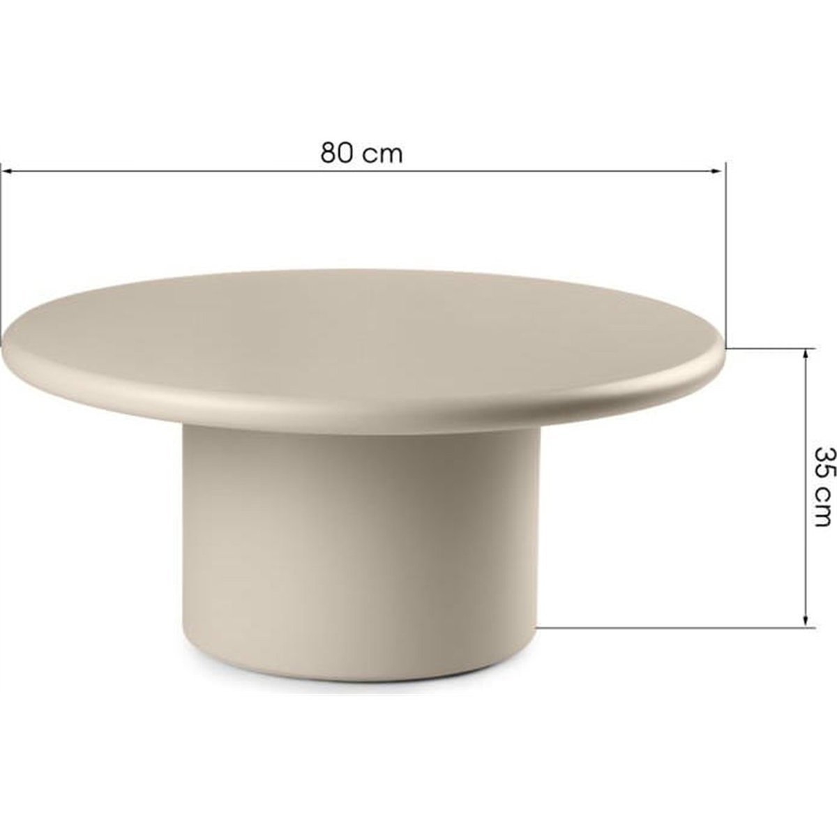 Table basse ronde collection ARDO en bois beige foncé mat, RECOLLECTION