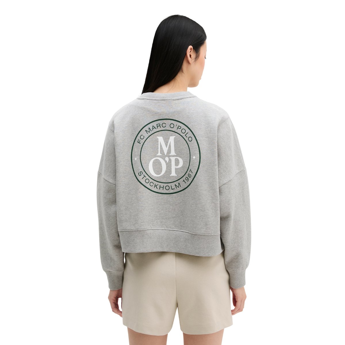 Sweat MOP Club '67, oversized, boxy fit avec surface peignée gris clair, MARC O'POLO