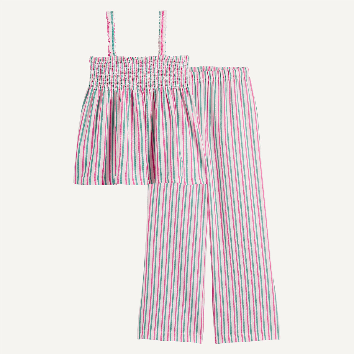 Ensemble 2 pièces rayé, débardeur à bretelles et pantalon large rayé, LA REDOUTE COLLECTIONS