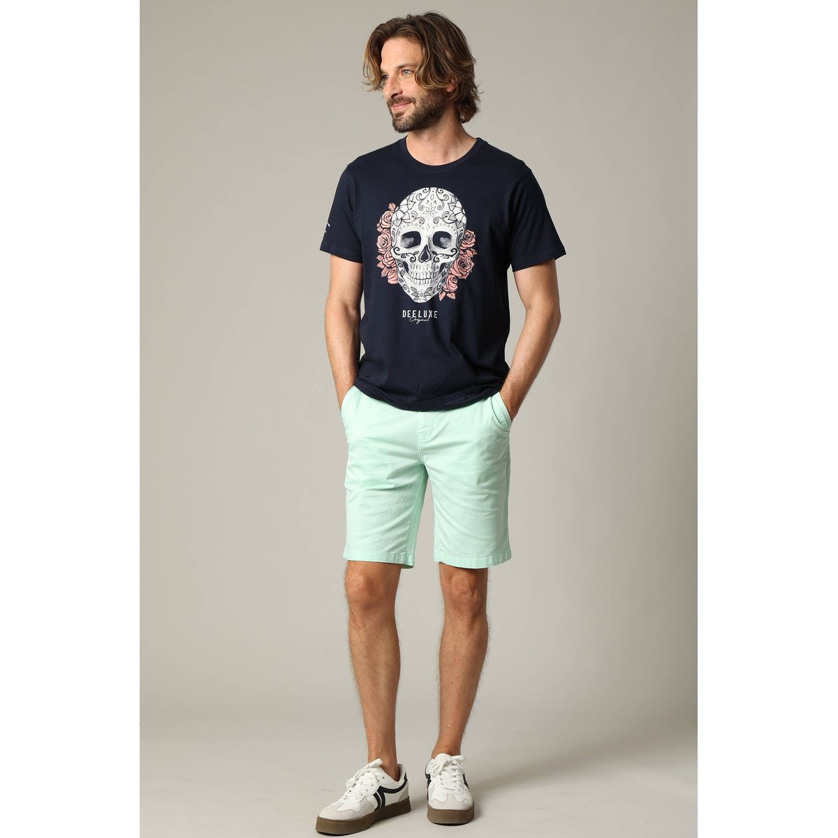Short en coton avec braguette à fermeture à glissière MATHY aqua, DEELUXE
