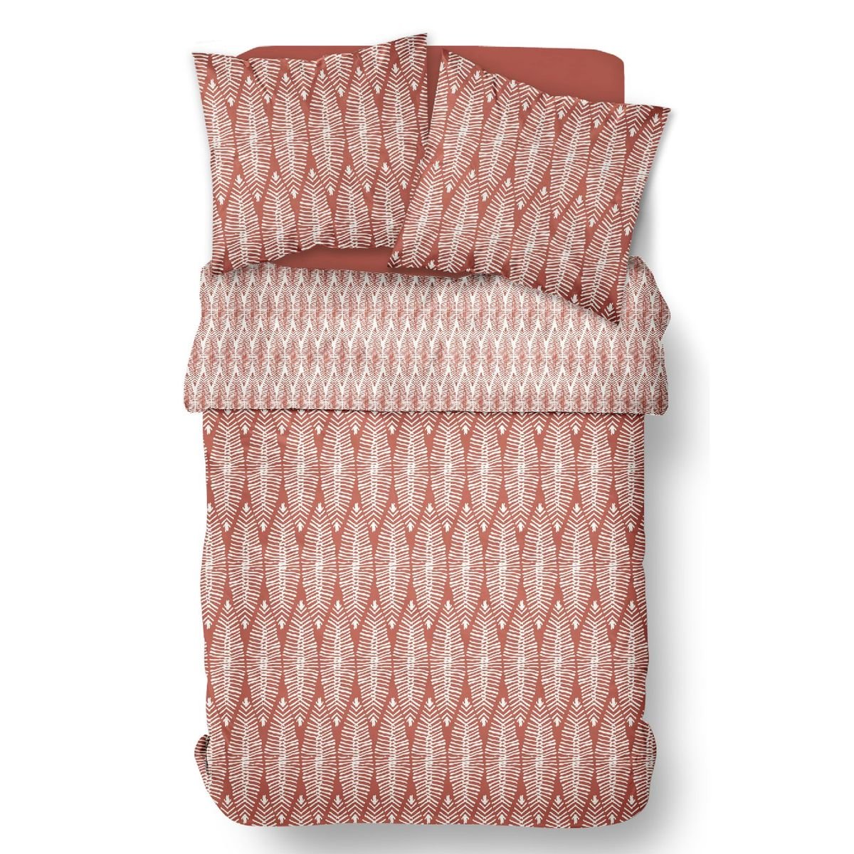 Parure de lit imprimé Graphique coton SUNSHINE ENORA rouge, TODAY