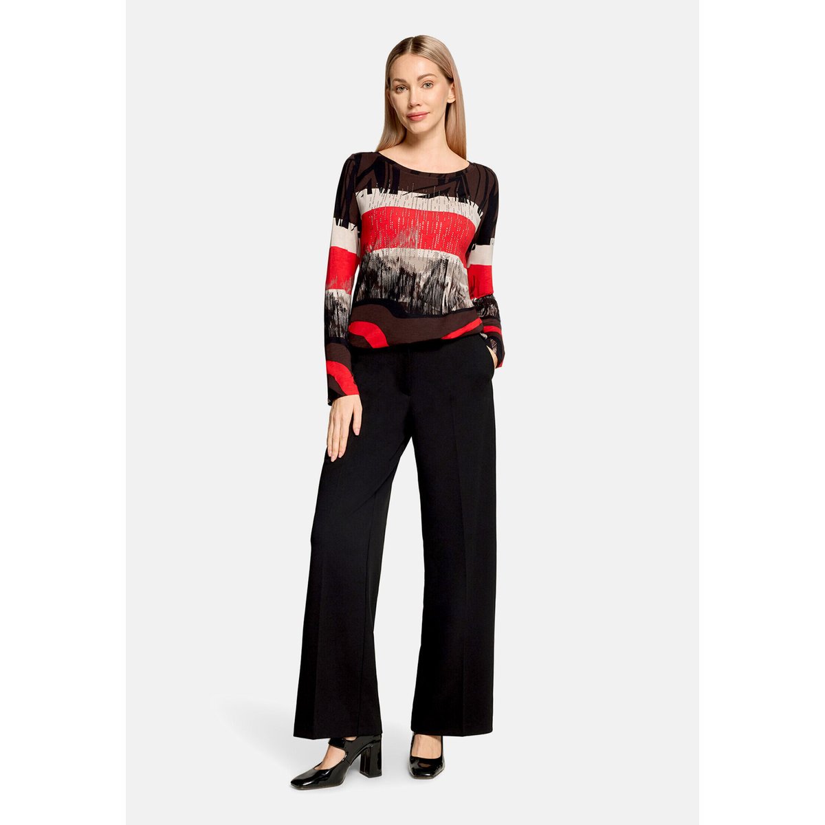 Haut casual à élastique rouge/noir, BETTY BARCLAY