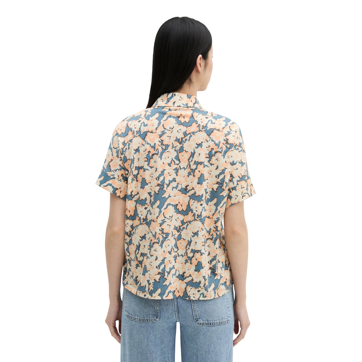 Blouse en jersey regular en single jersey léger bleu moyen, MARC O'POLO